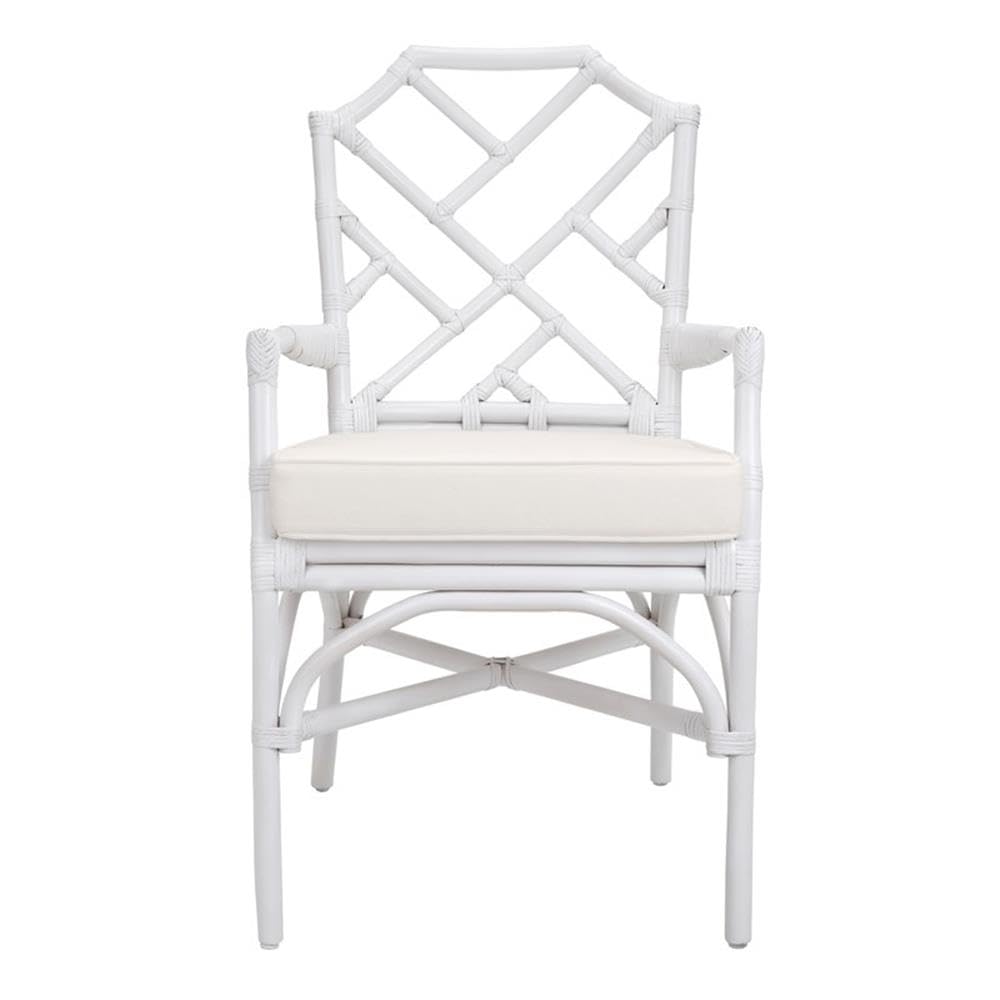 NPD Furniture & More Kara Rattan Arm Chair - Woven Rattan Accent Chair for Living Room, Patio, or Bedroom - Comfortable Boho Style Lounge Chair for Indoor & Outdoor Use
