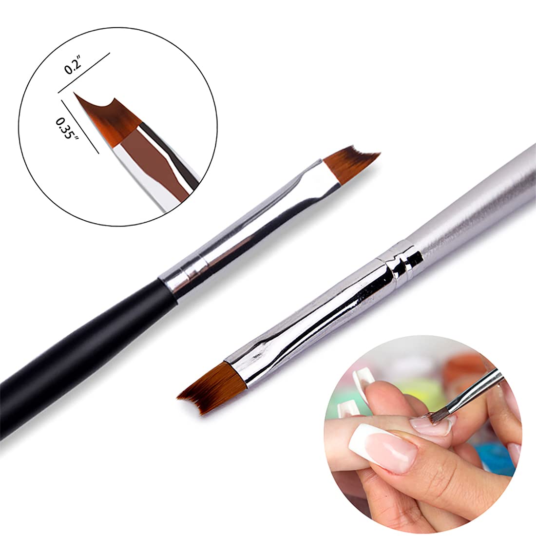 5pcs Ombre Nail Brush Set - French Tip, UV Builder Gel, Lace & Gradient Painting Pens with Double Ended Brushes & Nail Sponges for Professional Ombre Nail Art (Includes 4 Extra Sponge Heads) - Perfect for Salon, Home Manicures & DIY Nail Designs