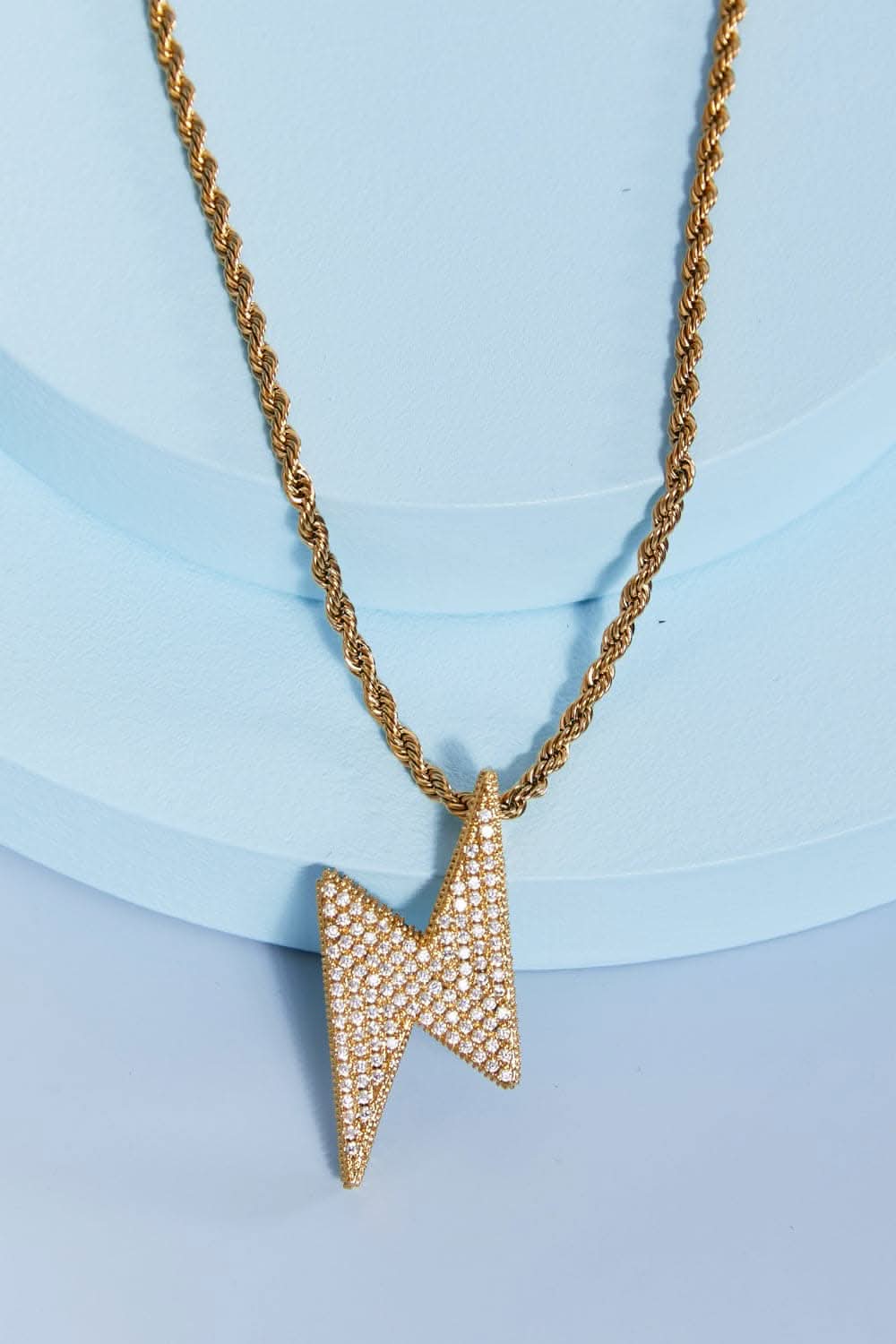 Stylish Brass Lightning Bolt Necklace for Men & Women - Trendy Punk Gothic Jewelry Gift for Parties, Concerts & Everyday Wear