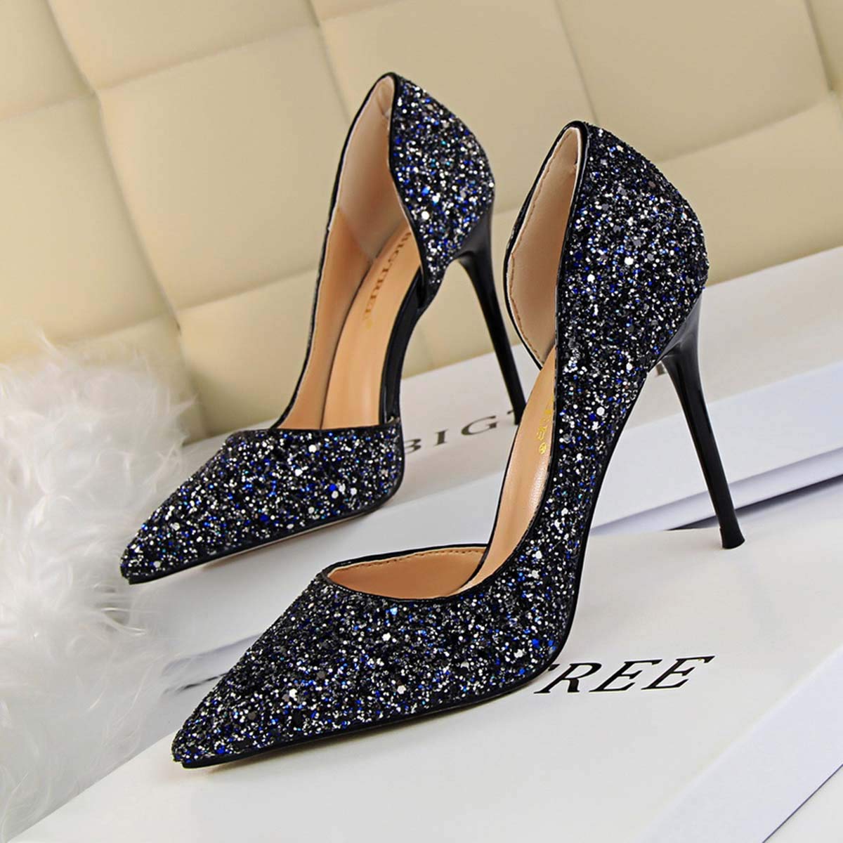 JOEupin Women's High Heel Pumps - Sexy Stiletto Dress Shoes for Wedding, Party & Evening Wear - Elegant Semi-Open Toe Women's Heels for Formal Occasions, Date Night & Special Events