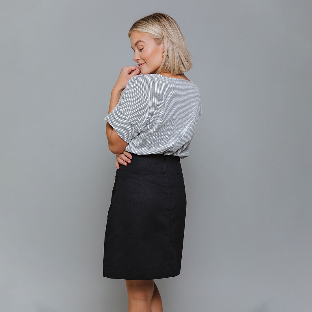 Stylish Black Canvas Skirt for Women - High Waist A-Line Denim Skirt - Casual & Vintage Fashion - Perfect for Daily Wear, Office, Dating & Travel