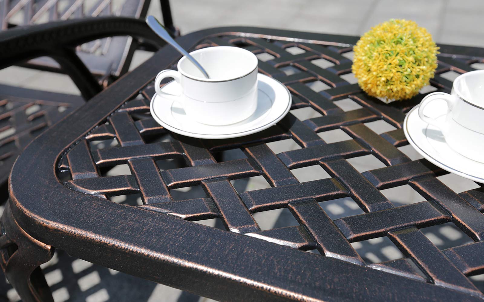 Premium Outdoor Side Table - Small Cast Aluminum Metal End Table for Patio, Garden & Poolside - Bronze Finish | Durable & Weather-Resistant for Outdoor Relaxation & Entertaining