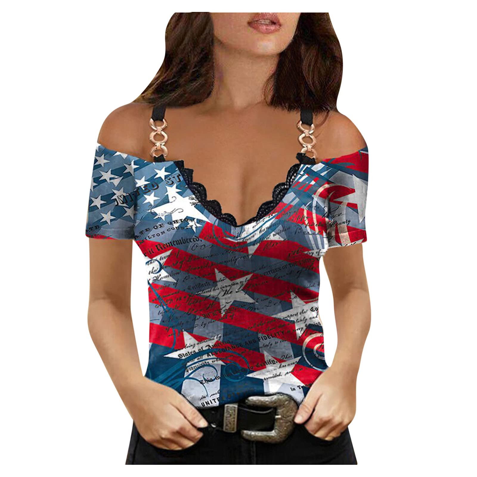 Women's Summer Tops - Cold Shoulder Tunic Tee Shirts with Short Sleeves | Casual Streetwear for Outdoor Activities, Beach Vacations & Daily Wear