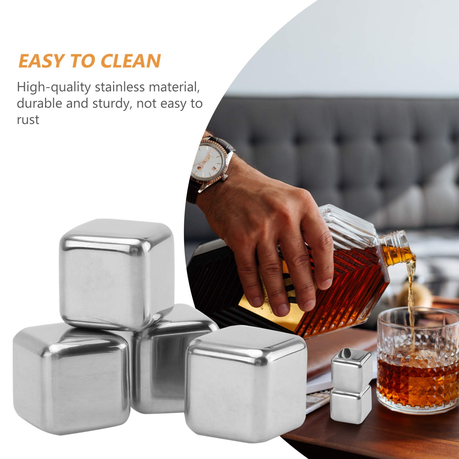 Hemoton Stainless Steel Whiskey Stones Set - Reusable Metal Ice Cubes for Whiskey, Wine & Beverages - Perfect for Chilling Drinks Without Dilution - Great for Cocktails, Bourbon, Scotch & Home Bars