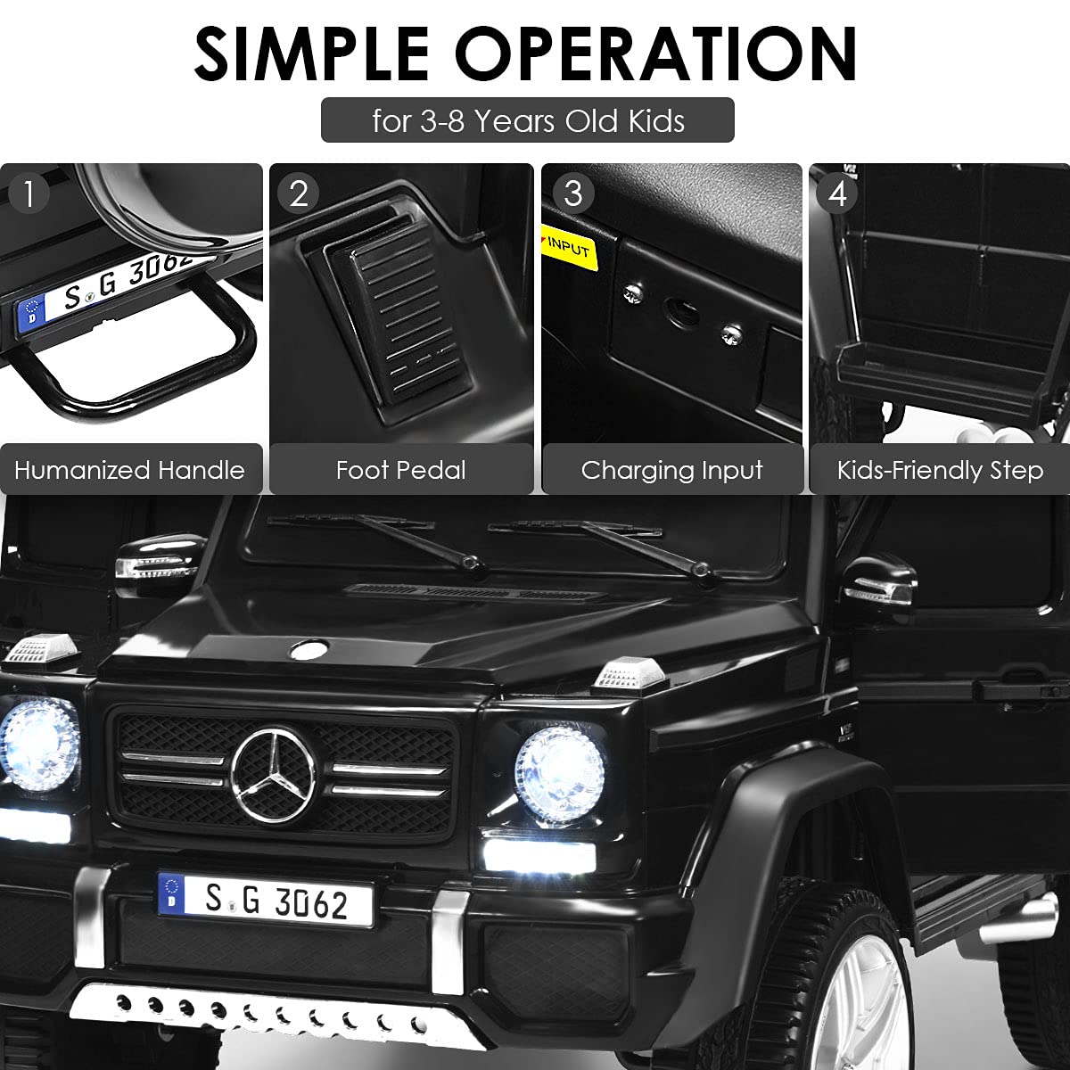 **Costzon 12V Mercedes-Benz Maybach Licensed Kids Ride-On Car - Remote Control Electric Vehicle Toy with 2 Motors, 3 Speeds, LED Lights, Horn, Music & Storage - Perfect for Birthday Gifts & Outdoor Play (Black)**