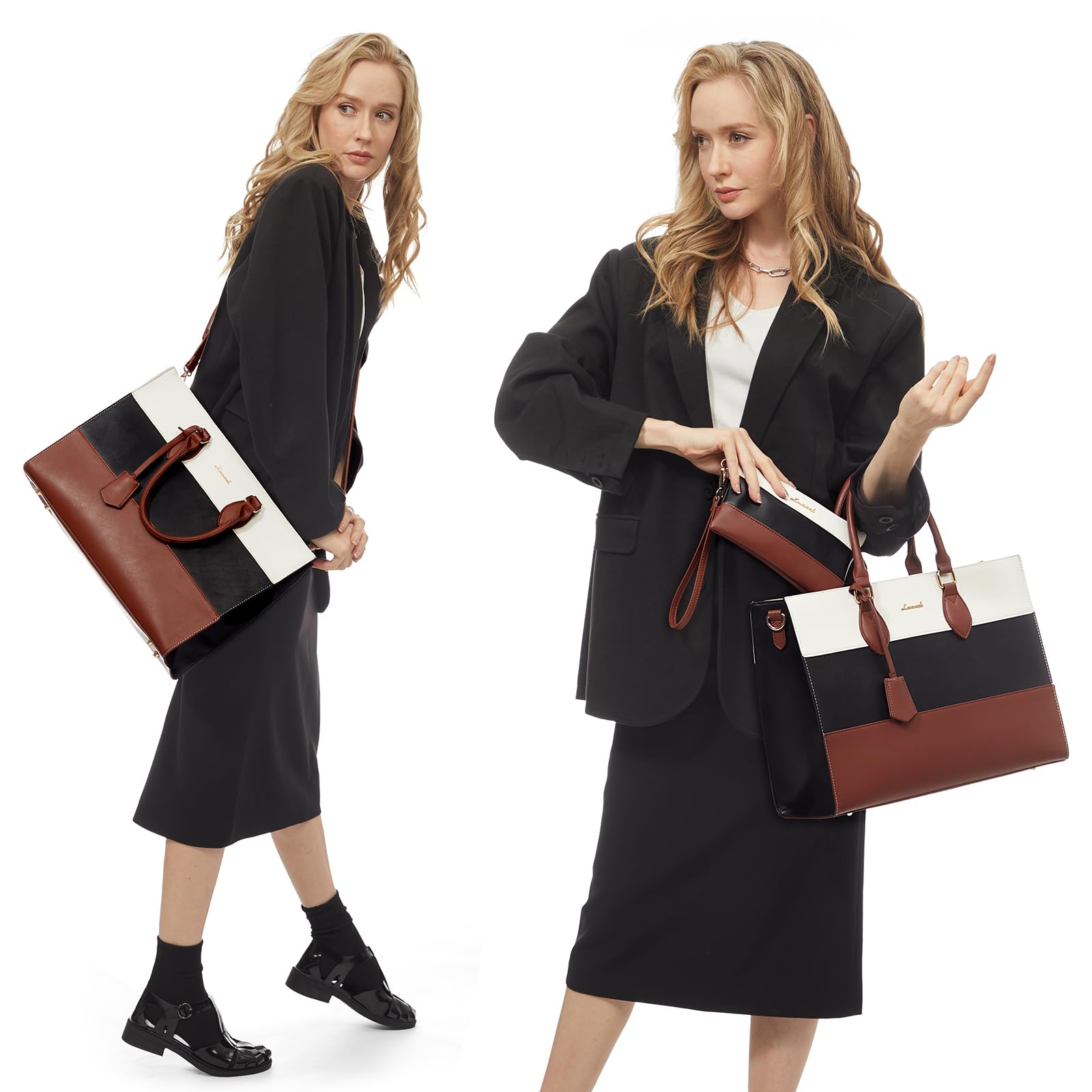 LOVEVOOK Women's Laptop Tote Bag - Professional Business Office Computer Briefcase with Detachable Clutch Purse - Perfect for Work, Commuting & Travel Accessories