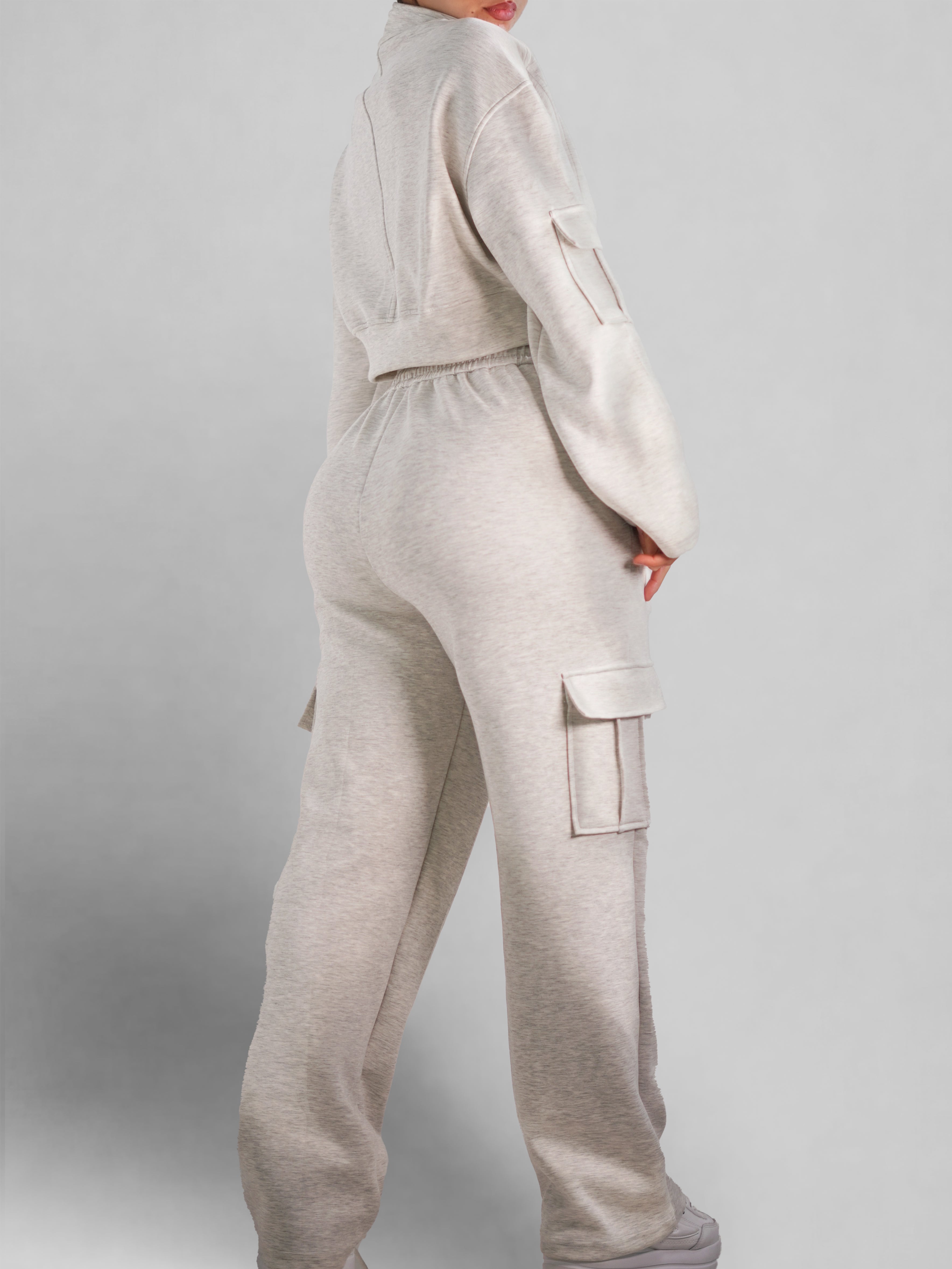 Lounge Mode Cargo Jogger Pants for Men & Women - Comfortable Heather Gray Sweatpants with Pockets | Perfect for Casual Wear, Workout, and Travel