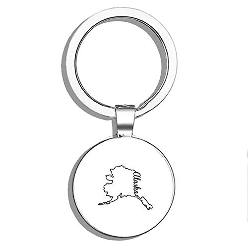 Alaska State Double-Sided Stainless Steel Keychain - Durable Key Ring Holder with Carabiner Clip for Keys, Key Finder & Everyday Carry (Perfect for Travel, Gifts & Outdoor Adventures)