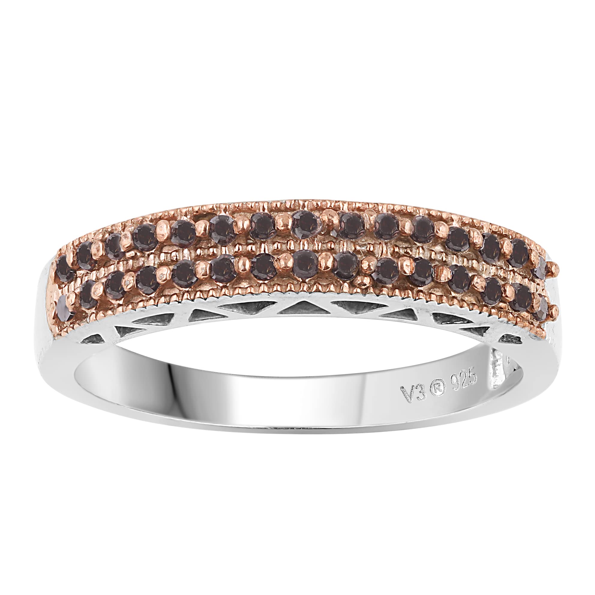 Natural Red Diamond Sterling Silver Band Ring for Women | Elegant Wedding, Engagement & Anniversary Jewelry Gift