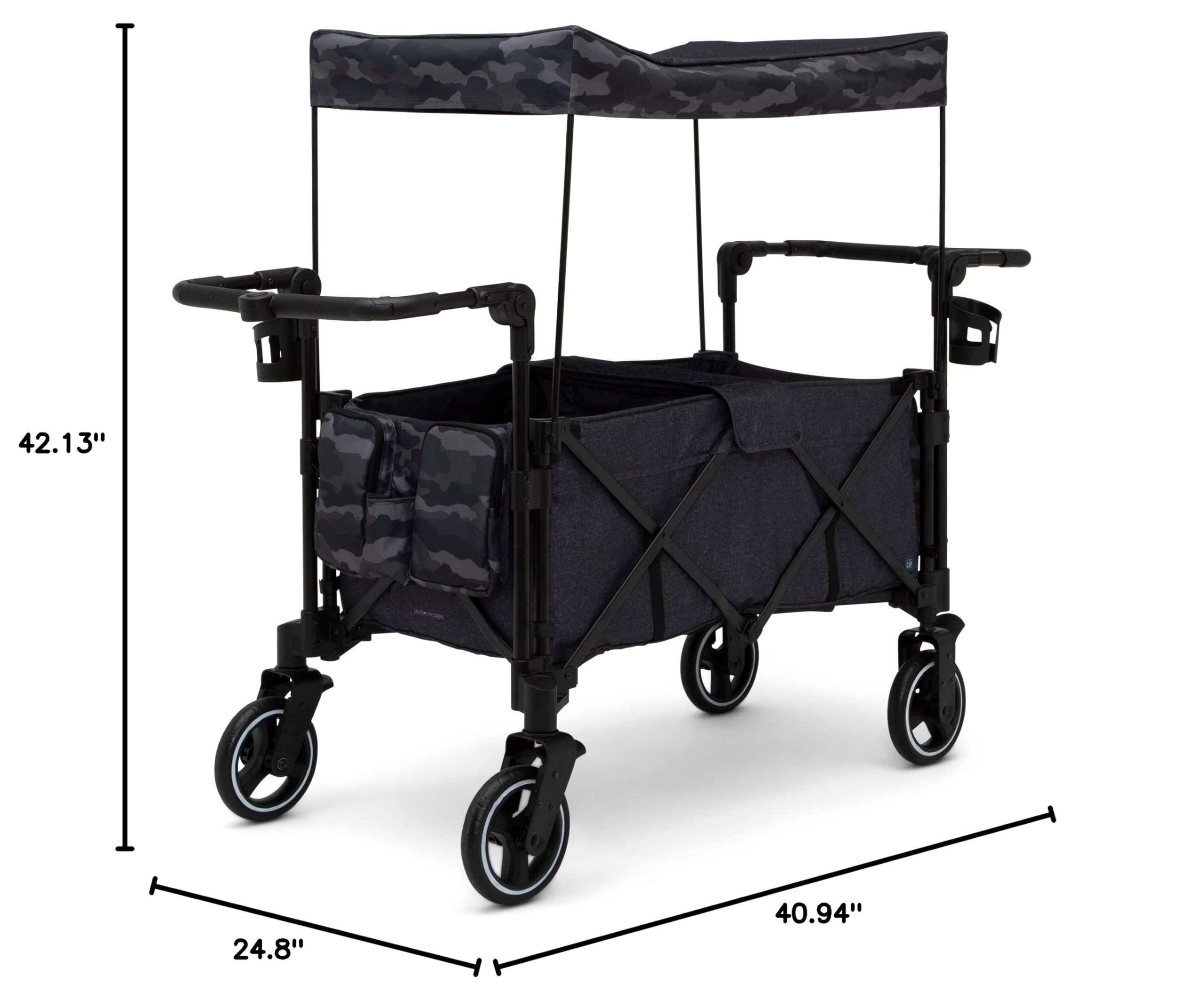 GAP babyGap Deluxe Explorer Wagon Stroller for Toddlers - Black Camouflage Design | Lightweight Foldable Baby Stroller for Outdoor Adventures, Shopping & Travel