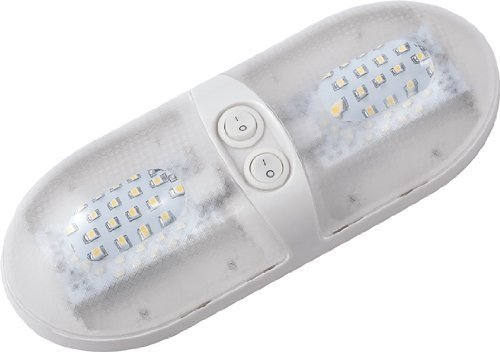 Gold Stars F3528002 Natural White LED RV Ceiling Double Dome Light Fixture - 12V 921 Wedge Base for Camper & Motorhome Interior Lighting | Perfect for Bedroom, Kitchen & Bathroom