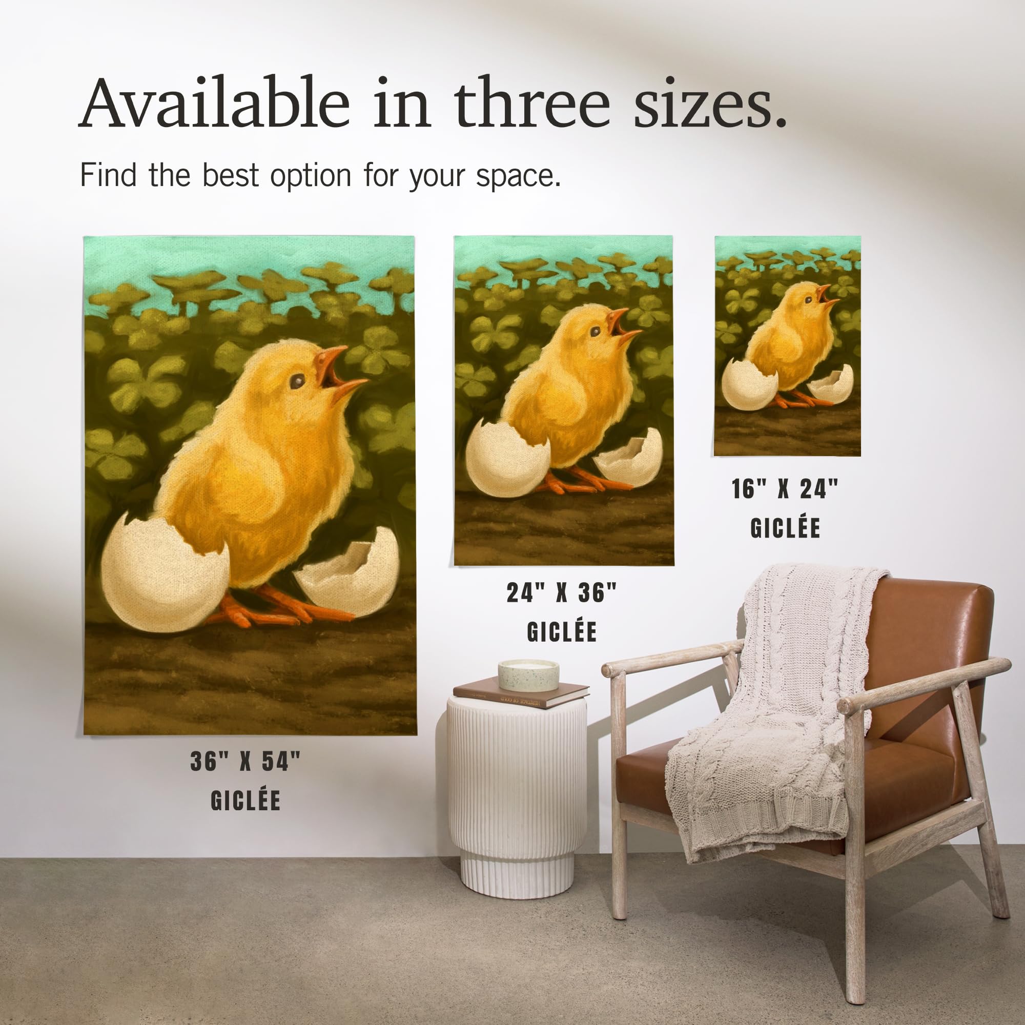 Lantern Press 24x36 Inch Giclee Art Print - Easter Chick Oil Painting Wall Decor for Living Room, Bedroom & Office