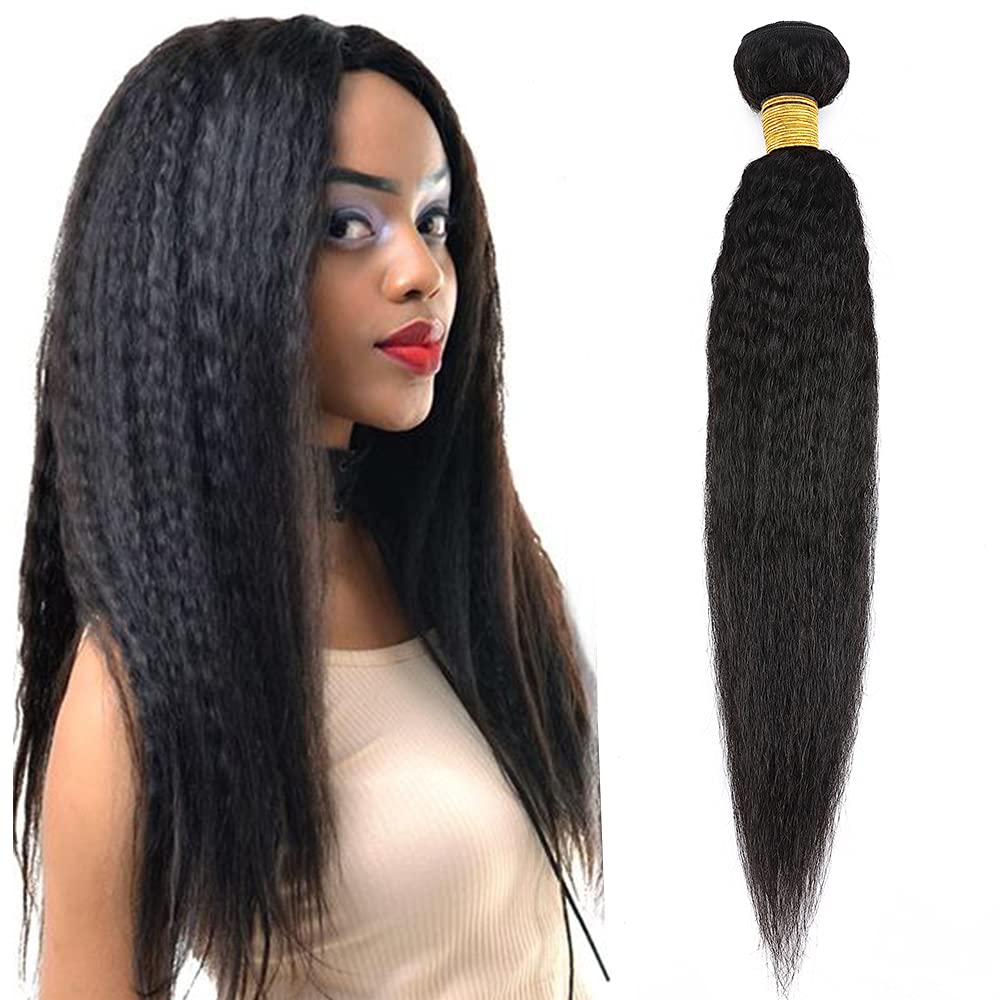 100% Brazilian Human Hair Weave Bundles 18 Inches - 100g Kinky Curly Hair Extensions (1 Bundle, #1B Natural Black) for Braiding, Sew-in & Protective Styles