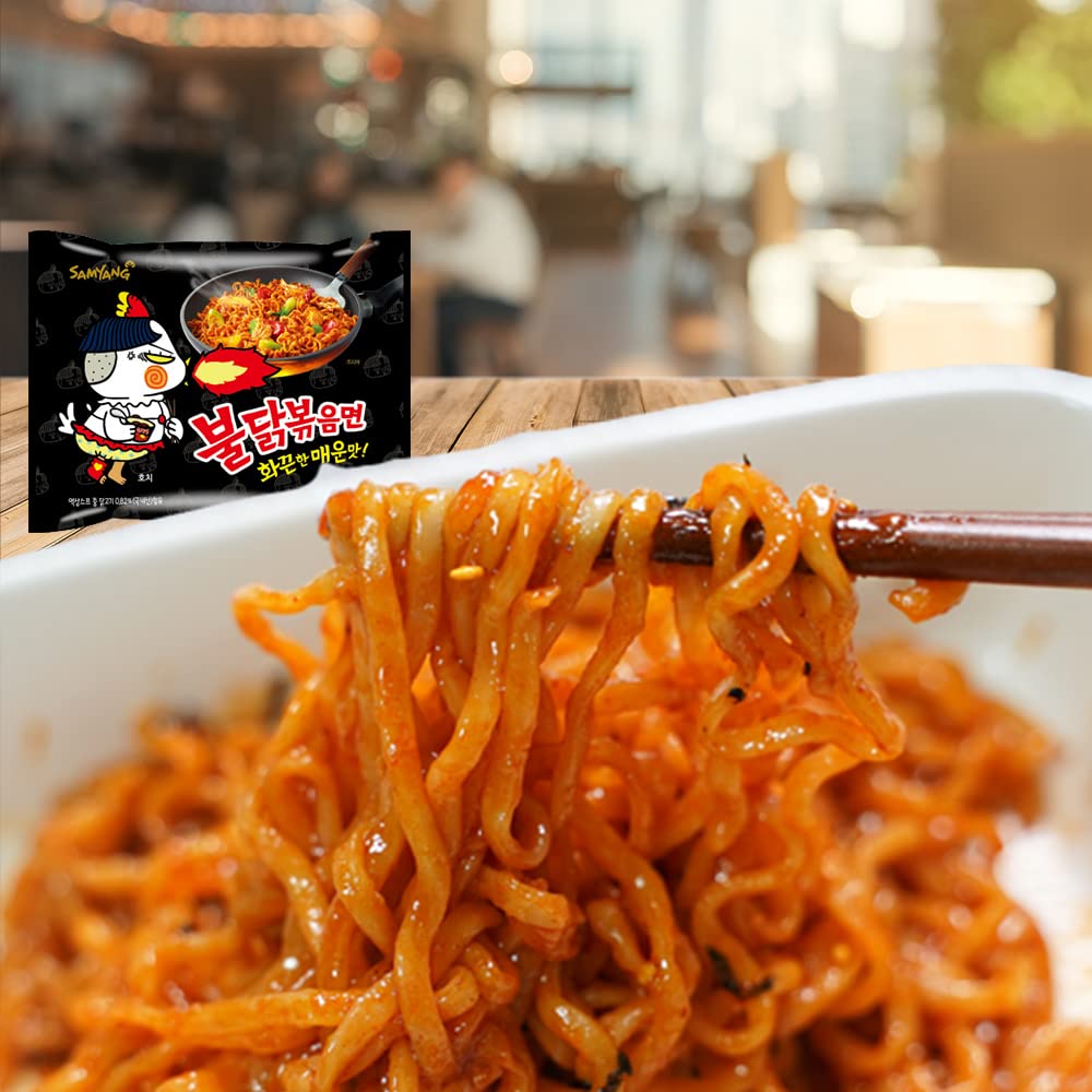 Korean Spicy Ramen & Tteokbokki Snack Box - 3 Buldak Ramen (Original, Cheese, Carbo) + Spicy Rice Cake + Korean Sweet Drink + 4 Chopsticks | Asian Food Gift Set for Parties, Movie Nights & K-Drama Lovers