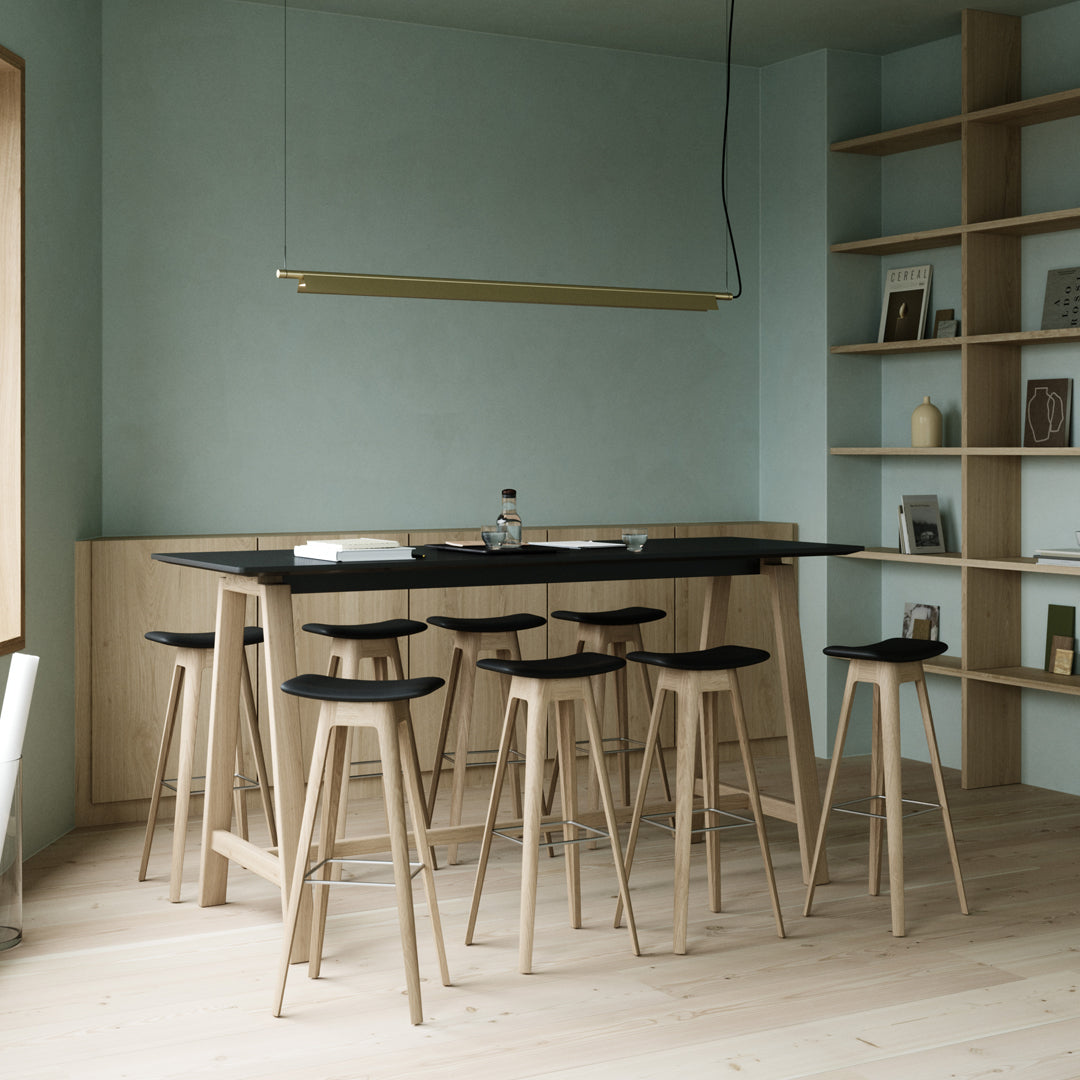 Anne Qvist HC1 Bar Stool - Modern Scandinavian Bar Height Stool with Wooden Legs - Perfect for Kitchen Islands, Breakfast Bars & Home Decor