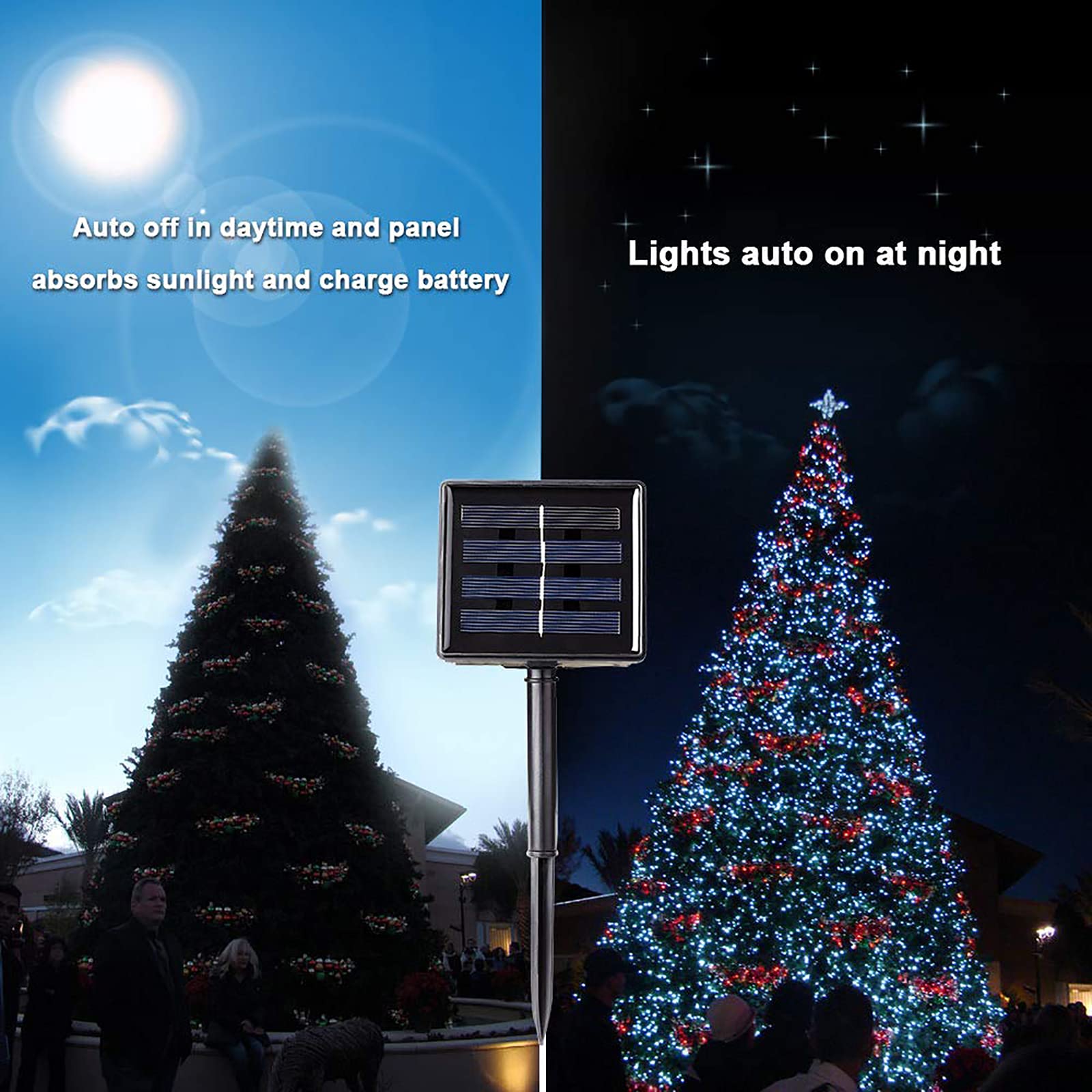 Toodour 121ft 350 LED Solar Christmas Lights - 8 Modes Waterproof Outdoor String Lights for Garden, Patio, Balcony - Warm White Holiday Party Decorations | Perfect for Christmas Decor, Backyard Lighting & Festive Events