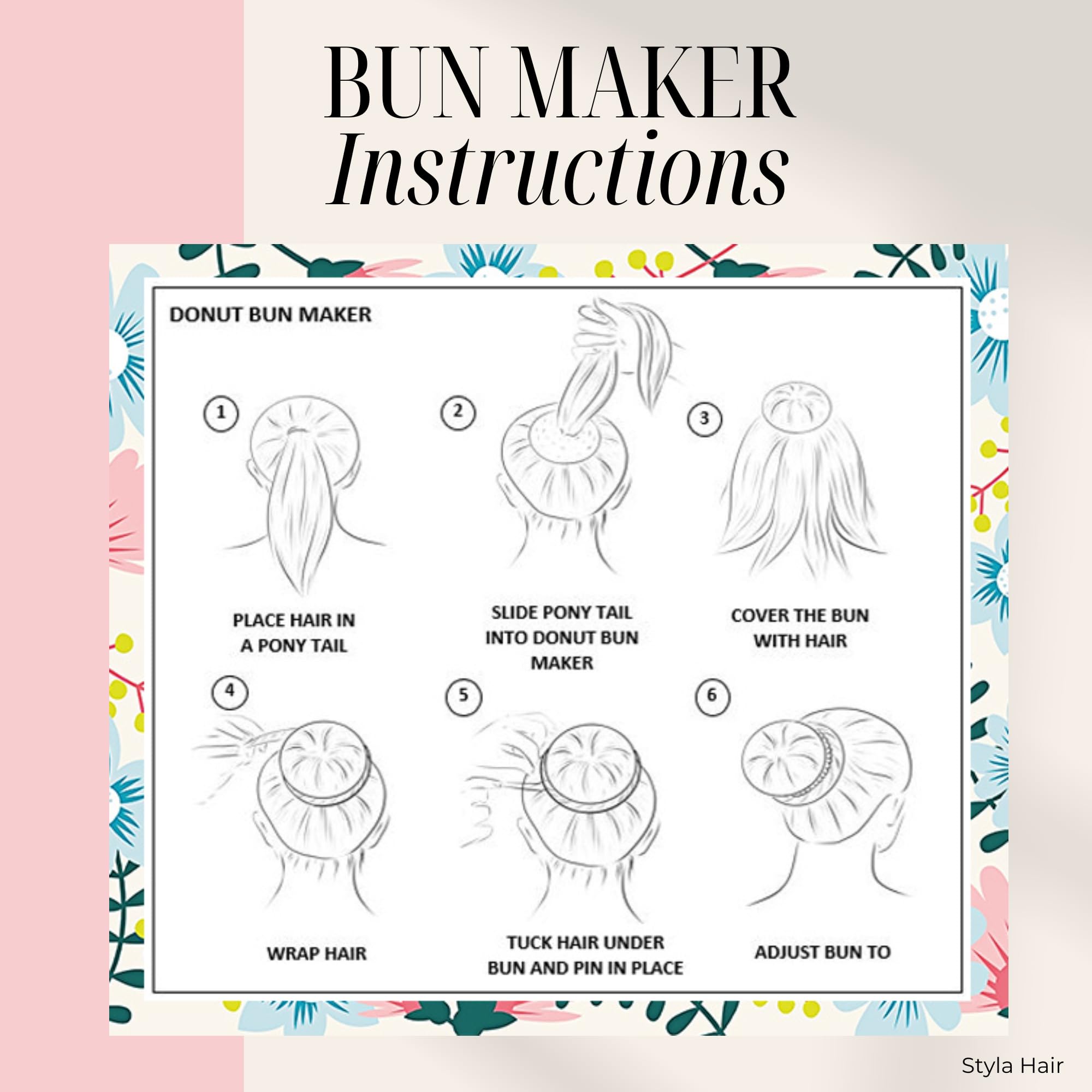 Styla Hair Donut Bun Maker for Kids - 3pc Brown Set | Easy Ballet & Sock Bun Maker | Perfect for Dance, School & Everyday Hairstyles
