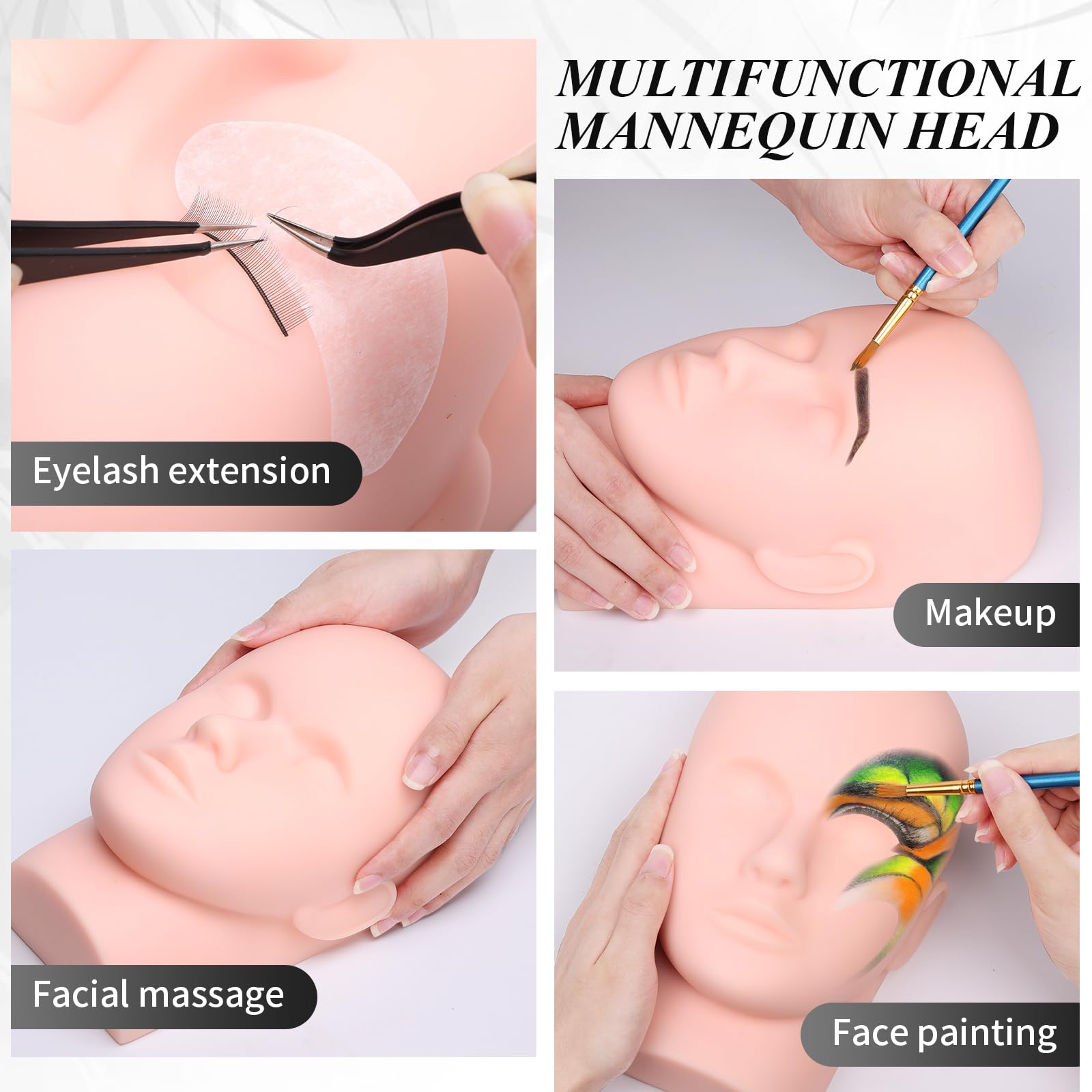 Professional Eyelash Extension Kit for Beginners - Includes Mannequin Practice Head, Lash Clusters, Extension Glue, Remover, Fan & Tweezers - Complete Lash Tech Training Supplies for Home Salon & Professional Use