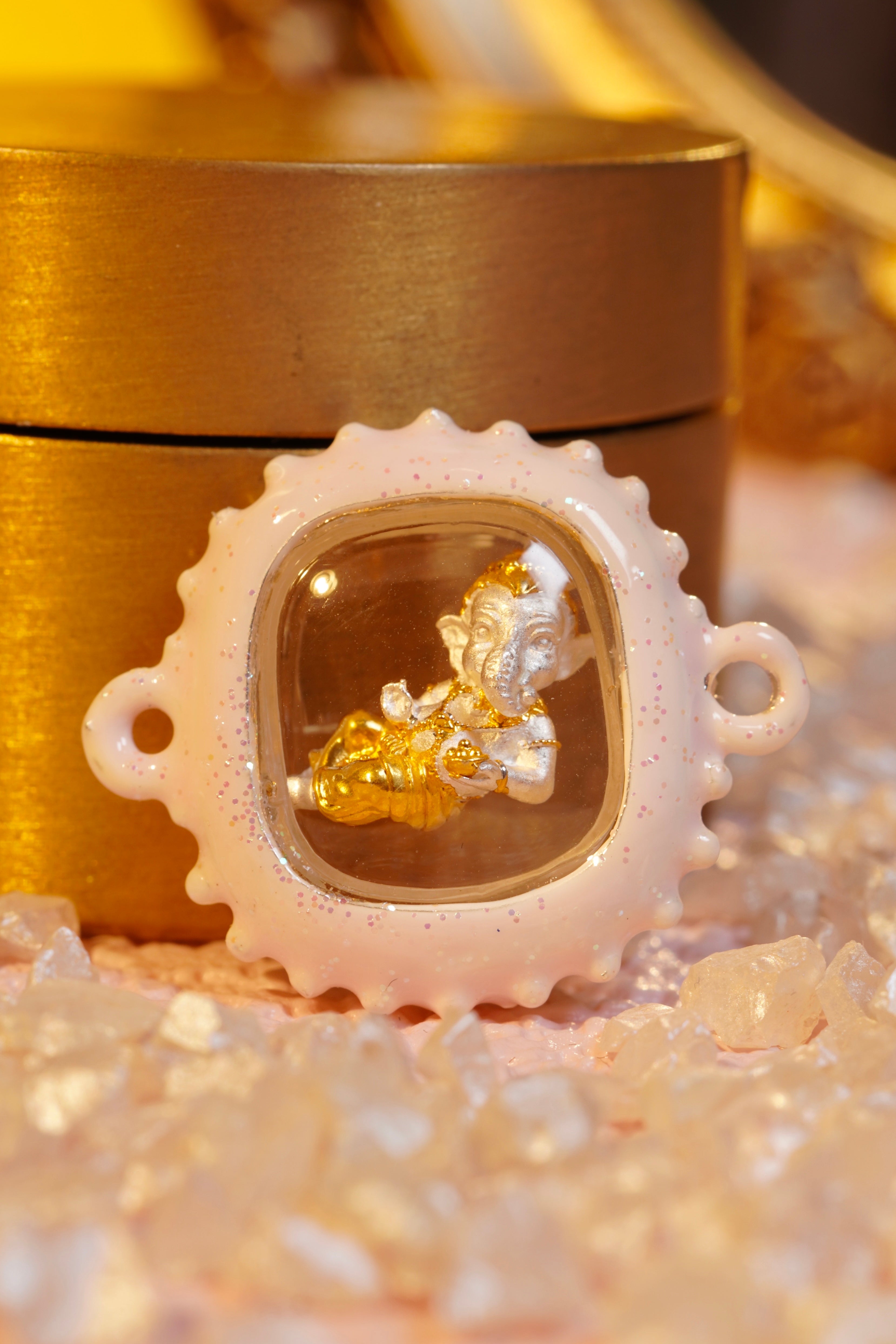 Reclining Ganesha Amulet - Handmade Hindu God Statue for Good Luck & Prosperity - Perfect for Home Altar, Office Desk & Spiritual Gifts