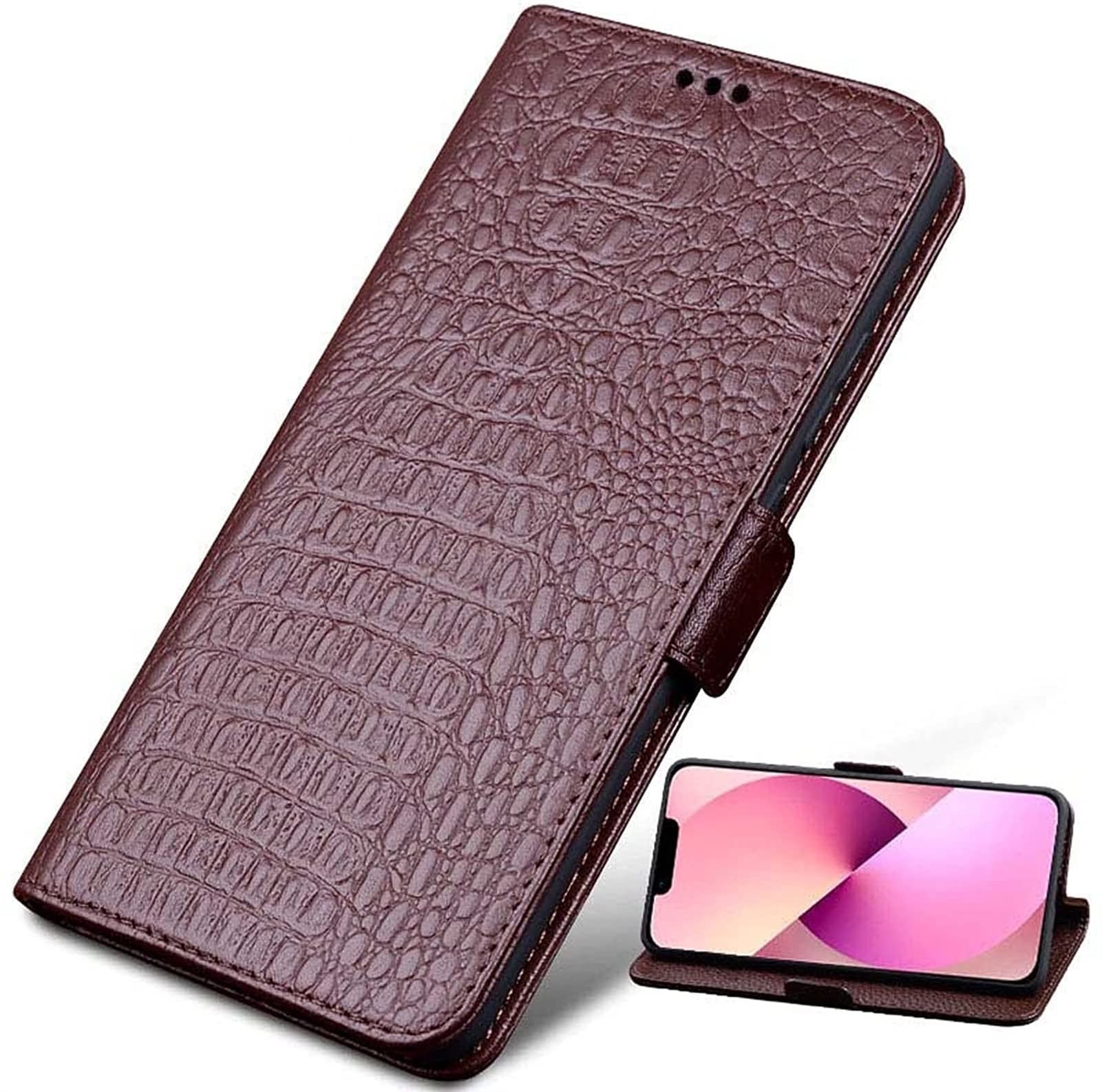 Premium Flip Phone Case Wallet for iPhone 13 Pro Max (6.7 Inch) - Magnetic Crocodile Pattern Folio Cover with Card Holder & Kickstand - Purple - Perfect for Business, Travel and Daily Use