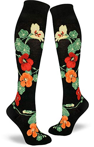 Nasturtiums Knee High Socks in Black