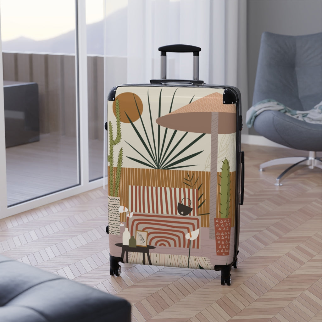 Modern Cabin Suitcase with Stylish Patio Print - Perfect for Travel, Vacation & Outdoor Adventures