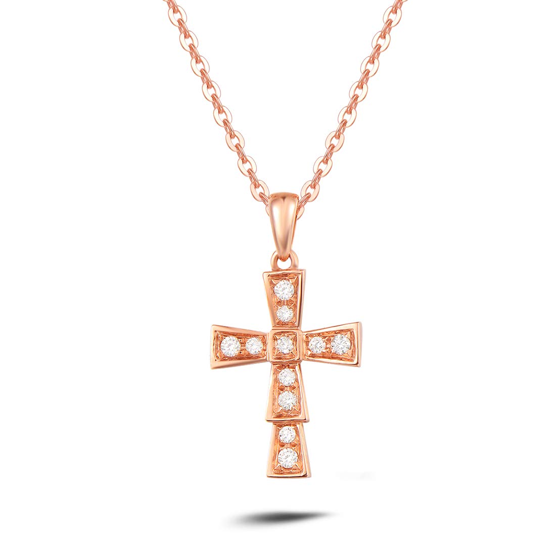 18K Solid Gold Diamond Tiny Crucifix Cross Pendant Necklace - 0.13cttw I-J SI2 - Elegant Everyday Jewelry Gift for Women, Girls & Mothers | Perfect for Church, Weddings & Special Occasions