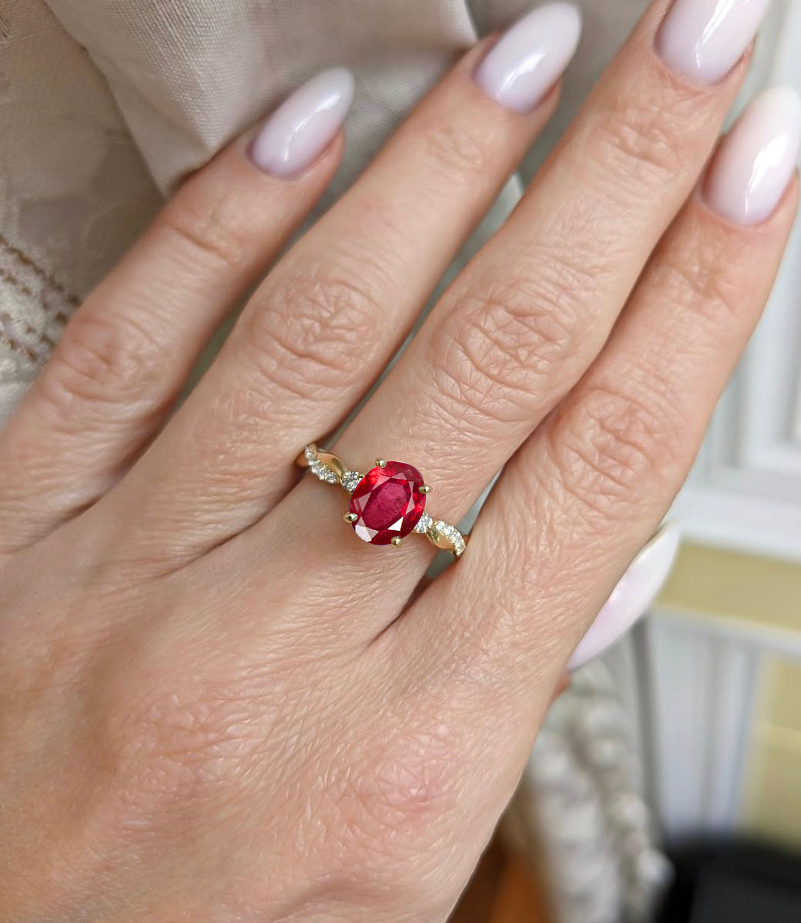 Natural Ruby Solitaire Engagement Ring for Women - 14K Gold Wedding Band, Vintage Style Fine Jewelry Gift for Brides, Anniversaries & Special Occasions