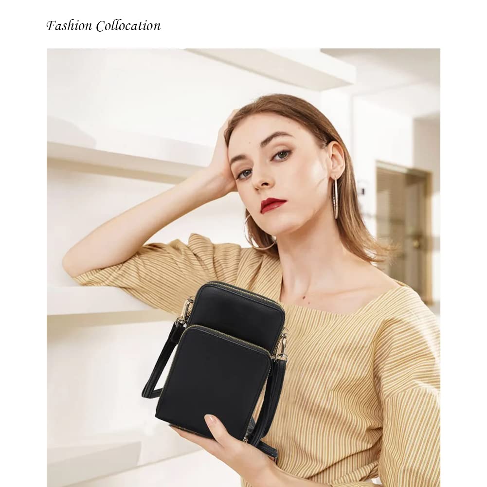Stylish Leather Crossbody Phone Purse for Women - Multi-Pocket Wallet Bag with Credit Card Slots | Perfect for Travel, Shopping & Everyday Use