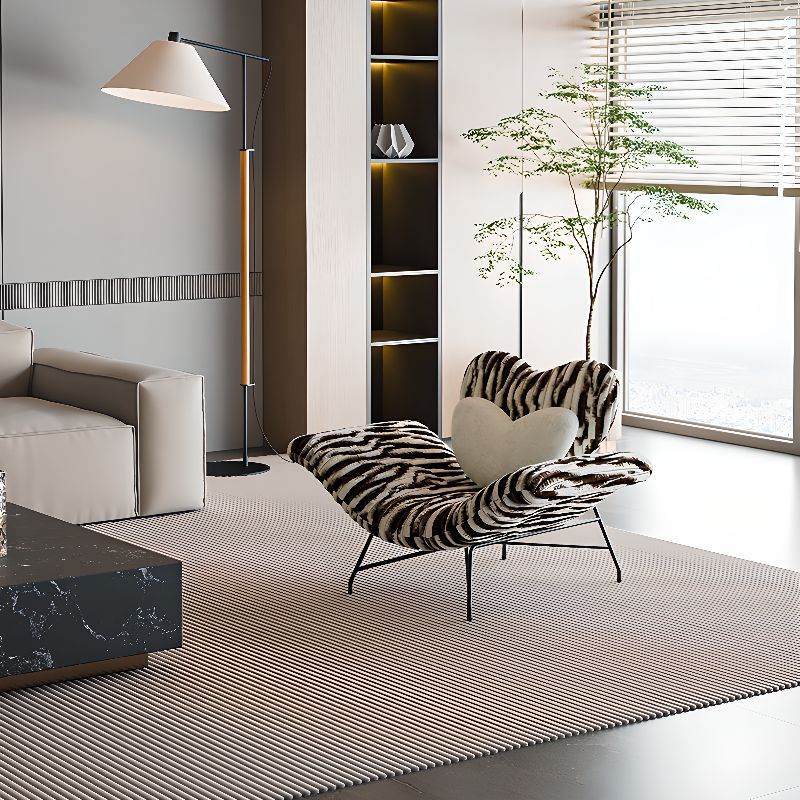 Minimalist Striped Lounge Chair with Midnight Black Pillow Back - Reclining Sofa with Removable Slipcover & Cushion - Perfect for Living Room, Bedroom or Office Relaxation