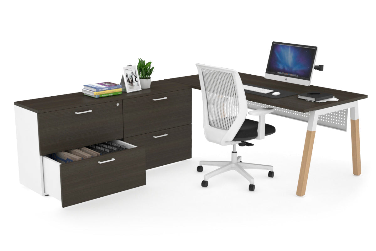 Premium Quadro A Legs Executive Desk with Wooden Legs & White Cross Beam - 1600L x 700W - Perfect for Home Office, Conference Rooms & Modern Workspaces
