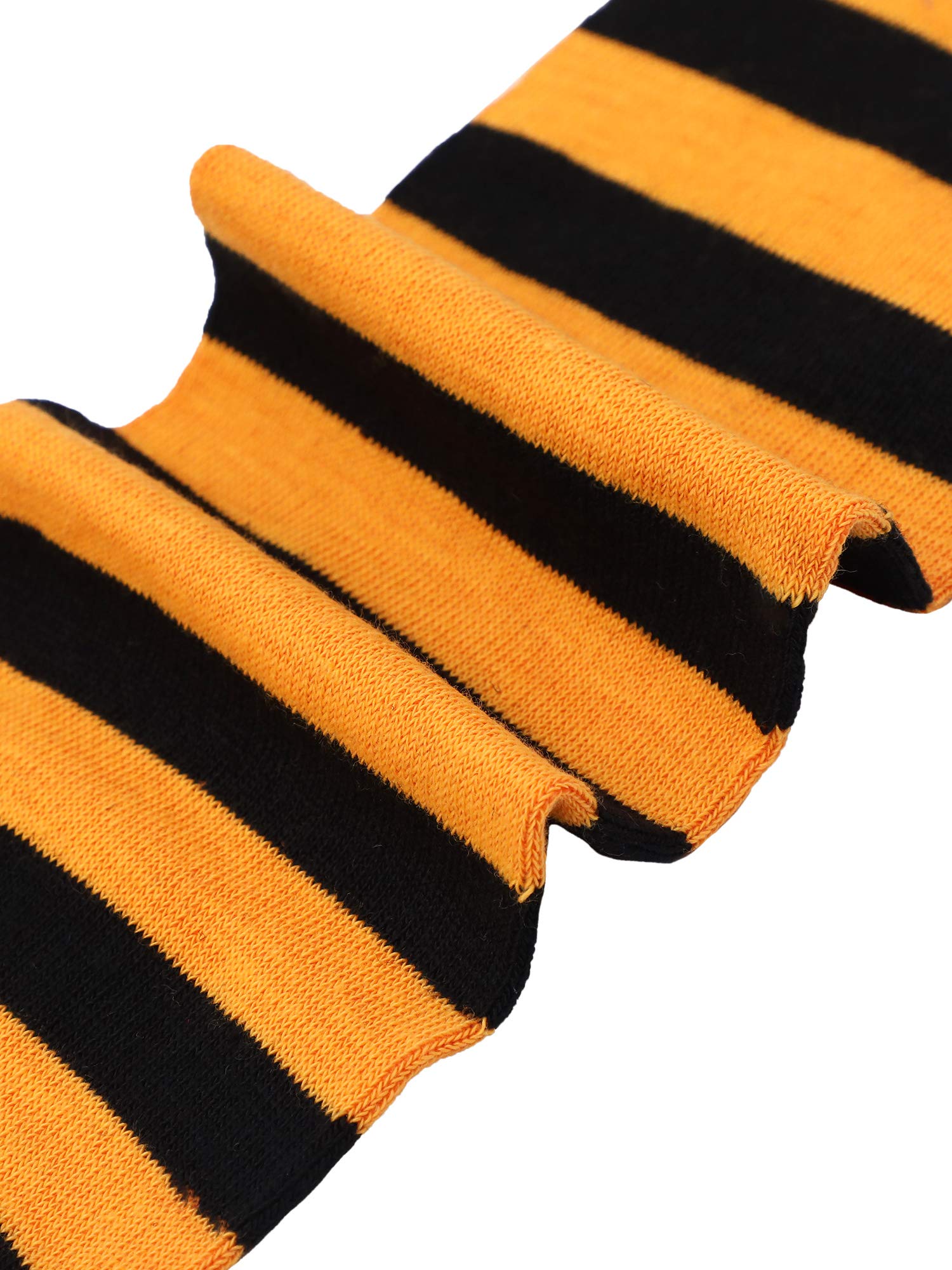 Tatuo 3 Pairs Halloween Striped Knee High Socks for Women & Girls - Witch Costume Accessories (Orange/Black, Purple/Black, Black/White) - Perfect for Halloween Parties, Cosplay & Themed Events
