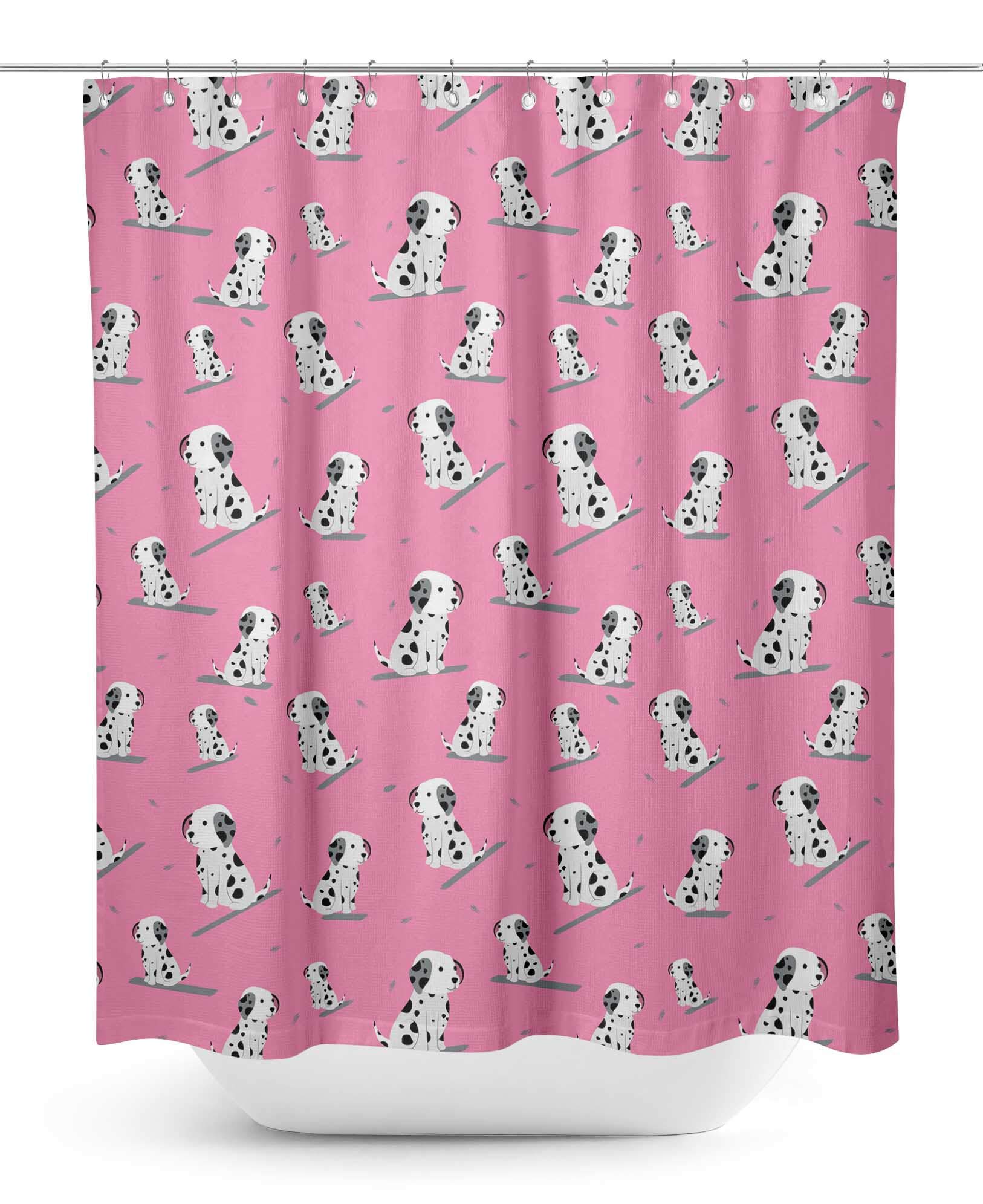 Waterproof Pink Dalmatian Dog Shower Curtain 60x84 Inch - Cute Bathroom Decor for Pet Lovers, Durable & Resistant to Mold & Mildew - Perfect for Kids, Teens & Animal Themed Bathrooms