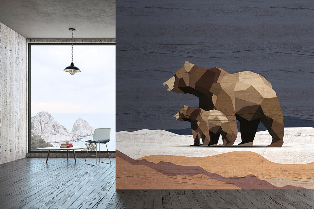 Walls by Patel 3 Yukon Bears Wall Art - Rustic Cabin Decor for Living Room, Bedroom & Office - Nature Inspired Bear Paintings for Home Decor
