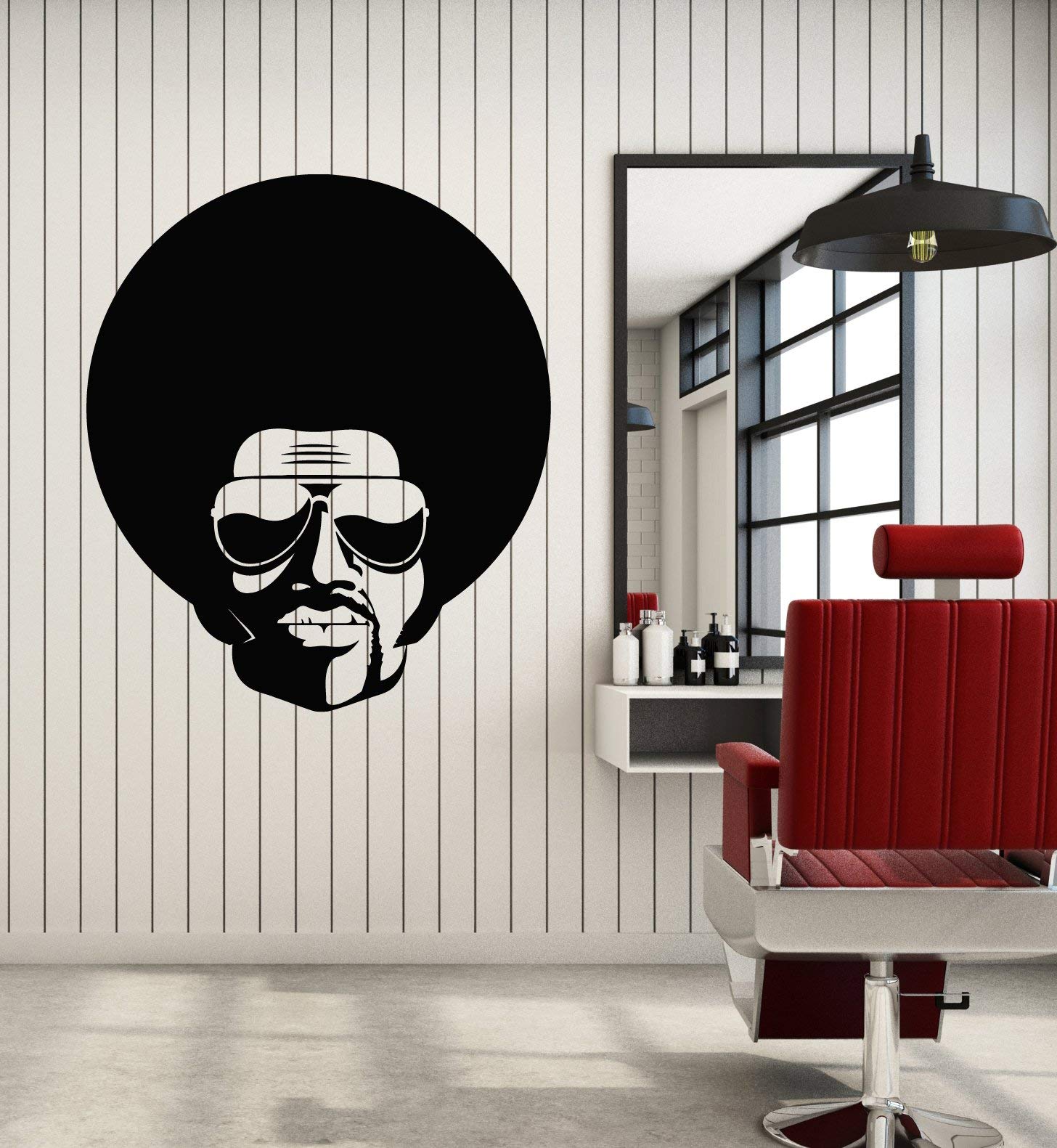 Black Man Afro Hairstyle & Sunglasses Vinyl Wall Decal - Large Removable Sticker Mural for Home & Office Decor (G5018) | Perfect for Bedroom, Living Room & Man Cave Wall Art
