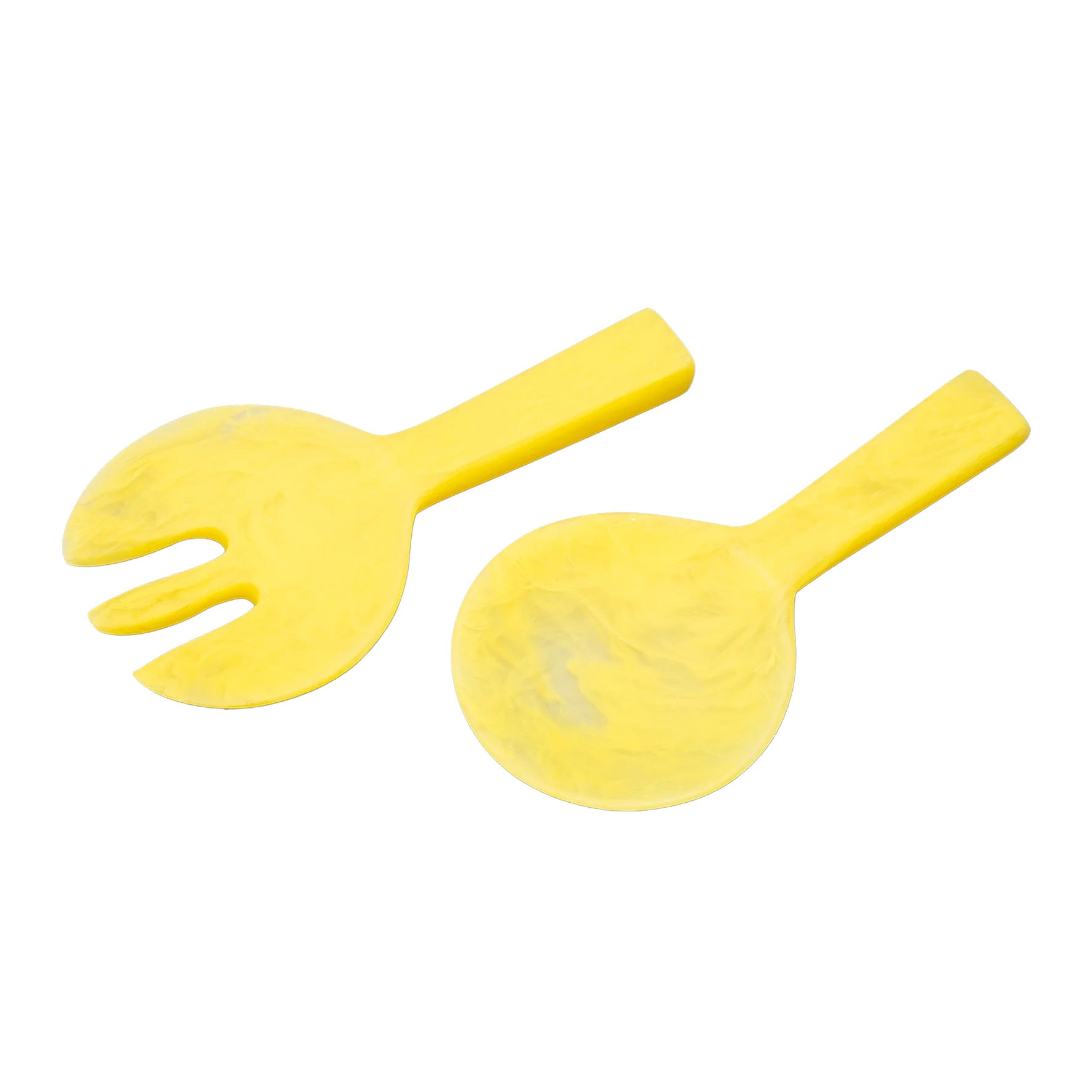 Nashi Home Short Handle Serving Spoons - Set of 6, Yellow Swirl Pattern, Stainless Steel with Ergonomic Grip - Perfect for Buffets, Parties, and Everyday Dining