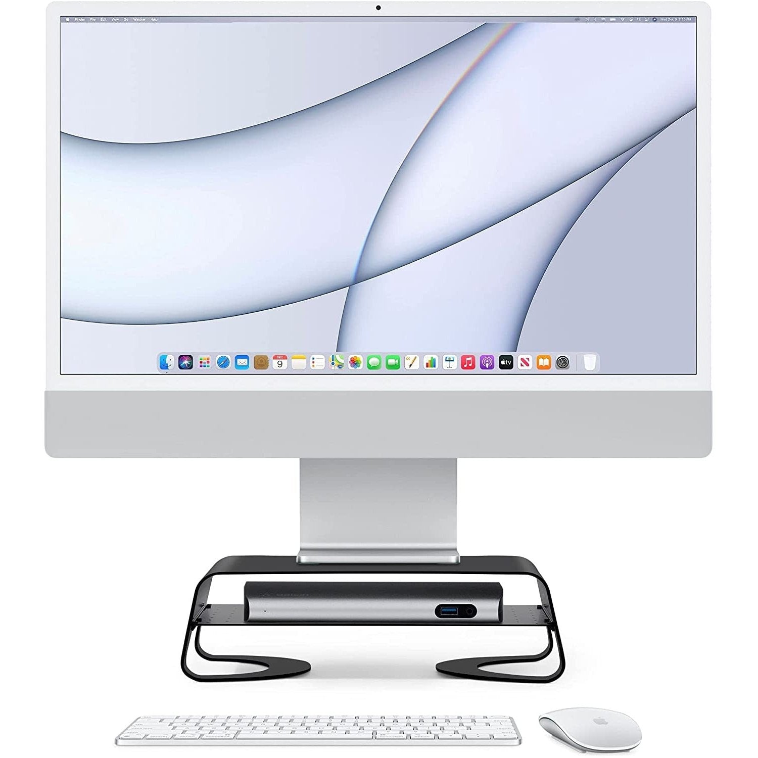 Twelve South Curve Riser Stand for iMac & Computer Monitors - Premium Black Desktop Organizer for Home & Office Workspace