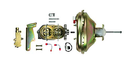 G10030971 Front Disc/Rear Drum Brake Booster Kit with Master Cylinder, Combination Valve & Steel Brake Lines - Complete Brake System Upgrade for Classic Cars & Trucks