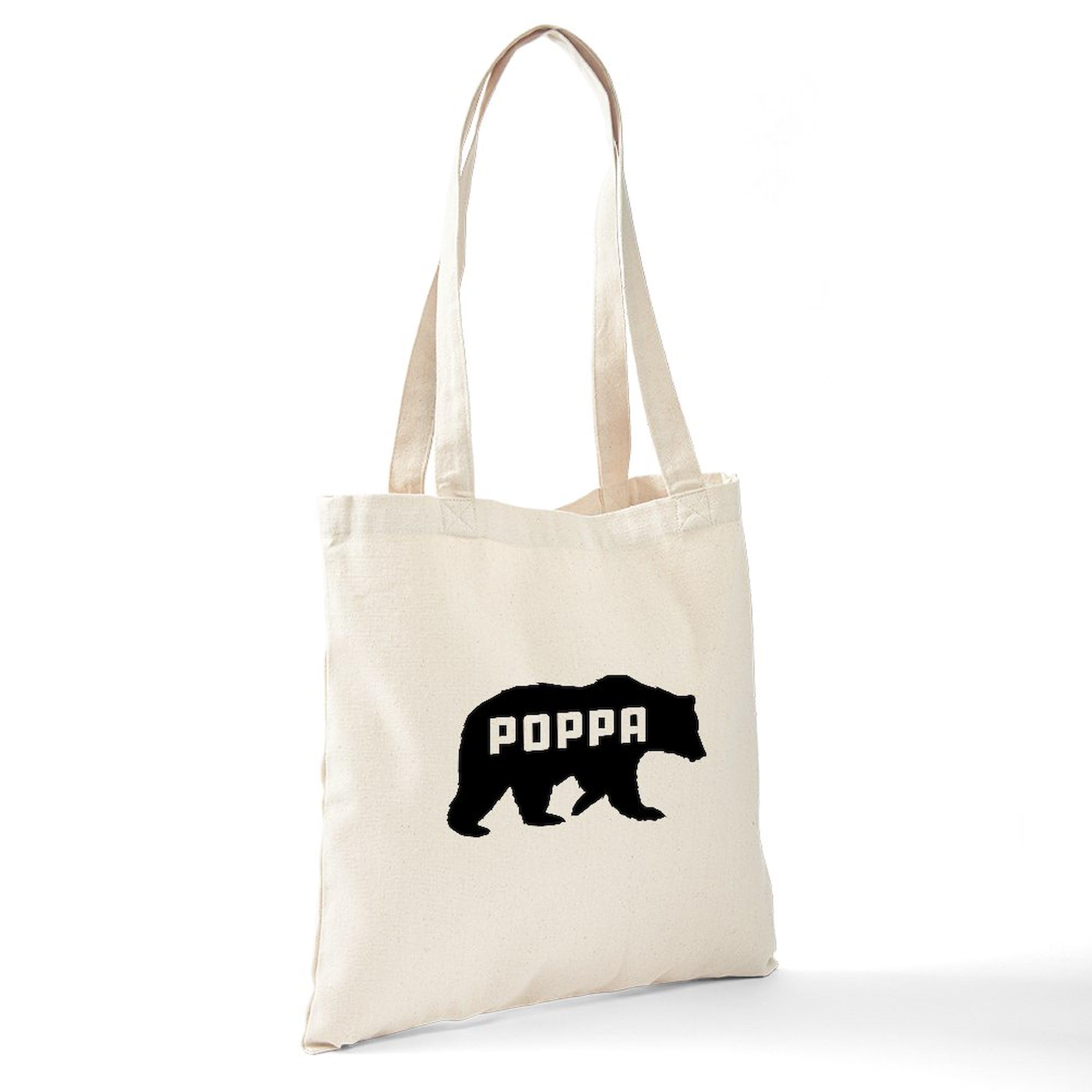 Poppa Bear Canvas Tote Bag - Natural Reusable Shopping Bag for Groceries, Beach & Everyday Use | Durable Eco-Friendly Cotton Tote with Dad-Themed Design