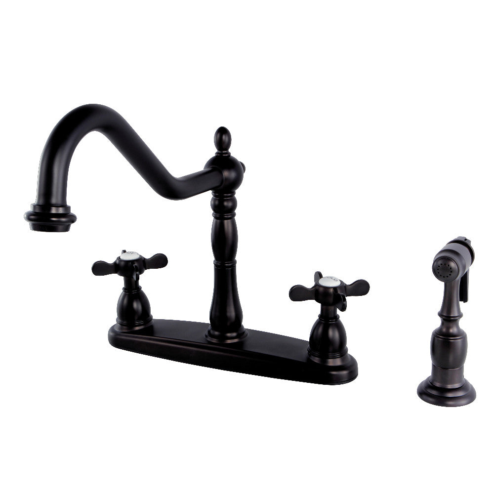Kingston Brass KB1755BEXBS Essex Centerset Kitchen Faucet - Modern Single Handle Pull-Down Sprayer, Brushed Nickel Finish - Perfect for Farmhouse, RV & Small Kitchen Sinks