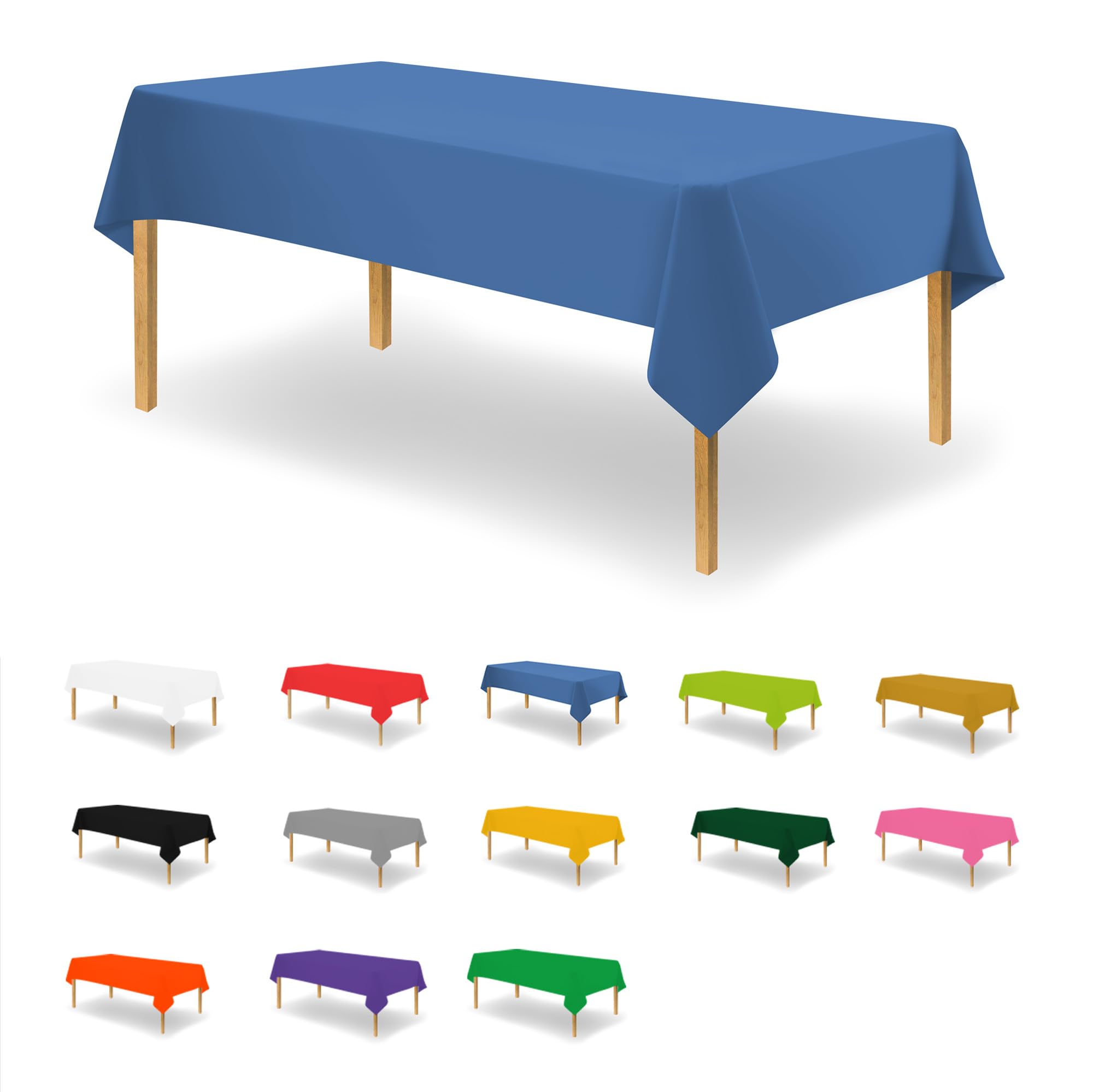 Premium Blue Disposable Plastic Tablecloth (12 Pack) - 54 x 108 Inch Rectangle Table Cover for Parties, Weddings & Events - Waterproof & Decorative for Indoor/Outdoor Use - Perfect for Birthday Celebrations, Picnics & Holiday Gatherings