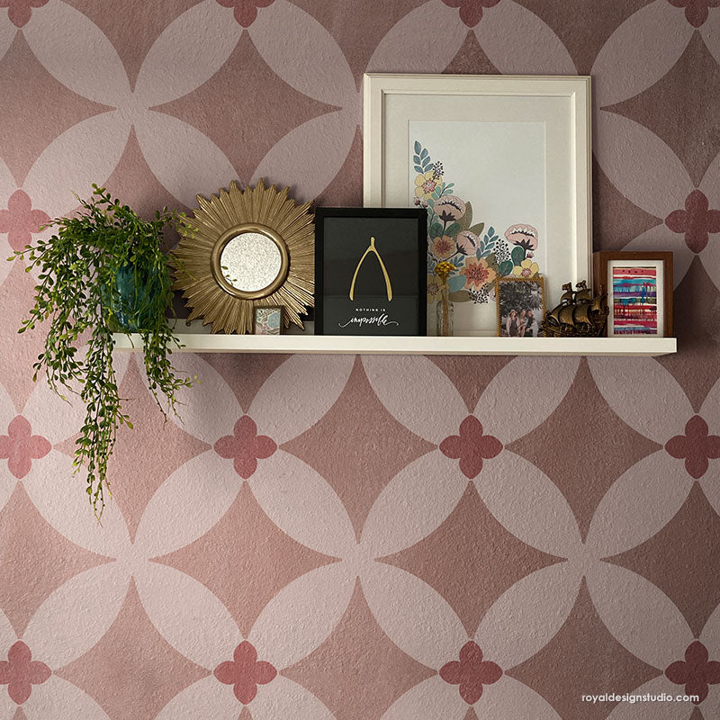 Primrose Tile Stencil - Reusable DIY Wall & Floor Stenciling Kit for Home Decor, Bathroom, Kitchen Backsplash - Floral Pattern Painting Template for Crafts & DIY Projects