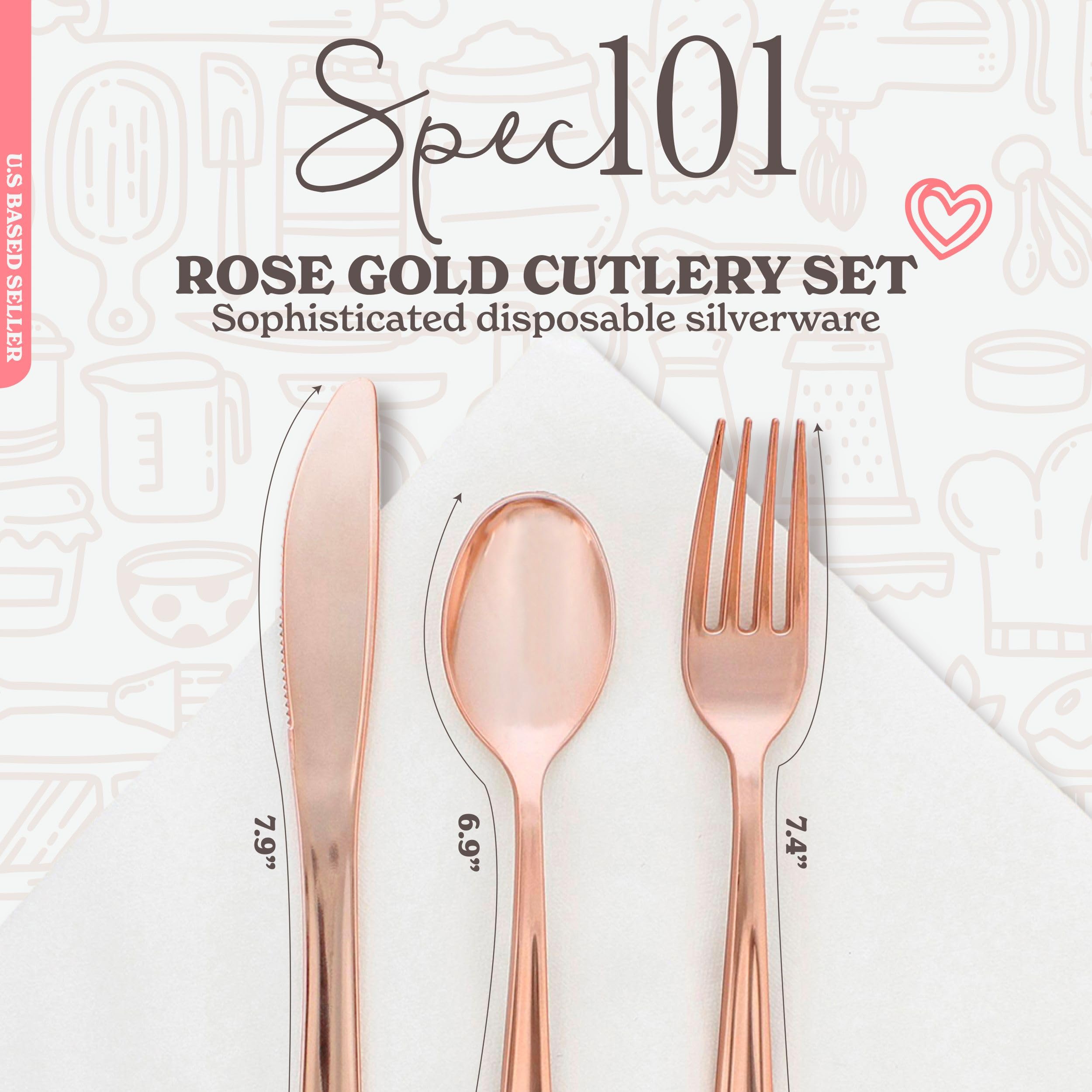 Rose Gold Disposable Silverware Sets for Weddings & Parties - 60-Piece Pre-Rolled Cutlery with Napkins | Elegant Plastic Utensils for Anniversaries, Events & Special Occasions | Perfect for Catering, Picnics & Formal Dinners