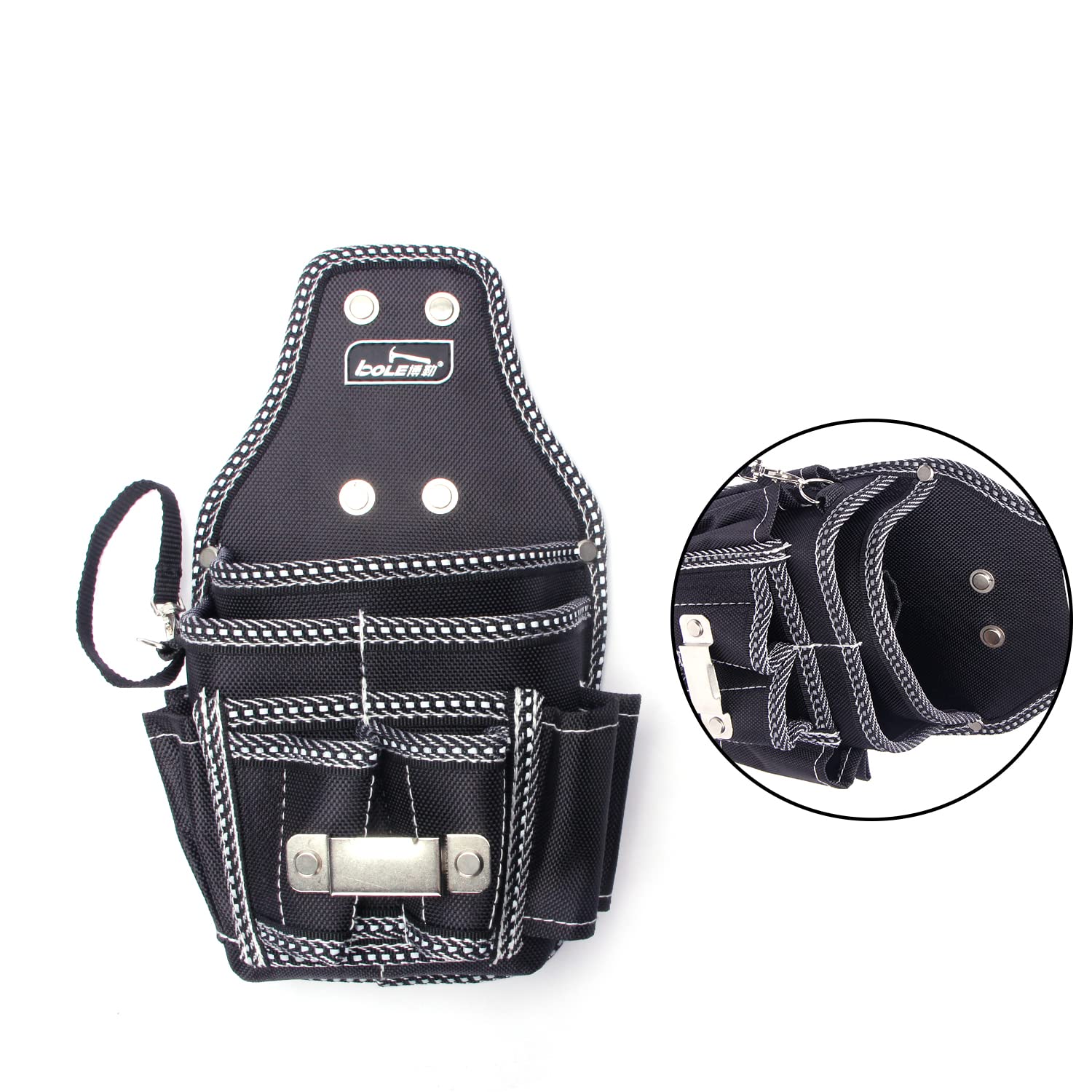 Utoolmart Professional Heavy Duty Oxford Canvas Tool Pouch - Adjustable Waterproof Work Belt Organizer for Construction, Carpentry & DIY Projects (Black, 1-Pack)