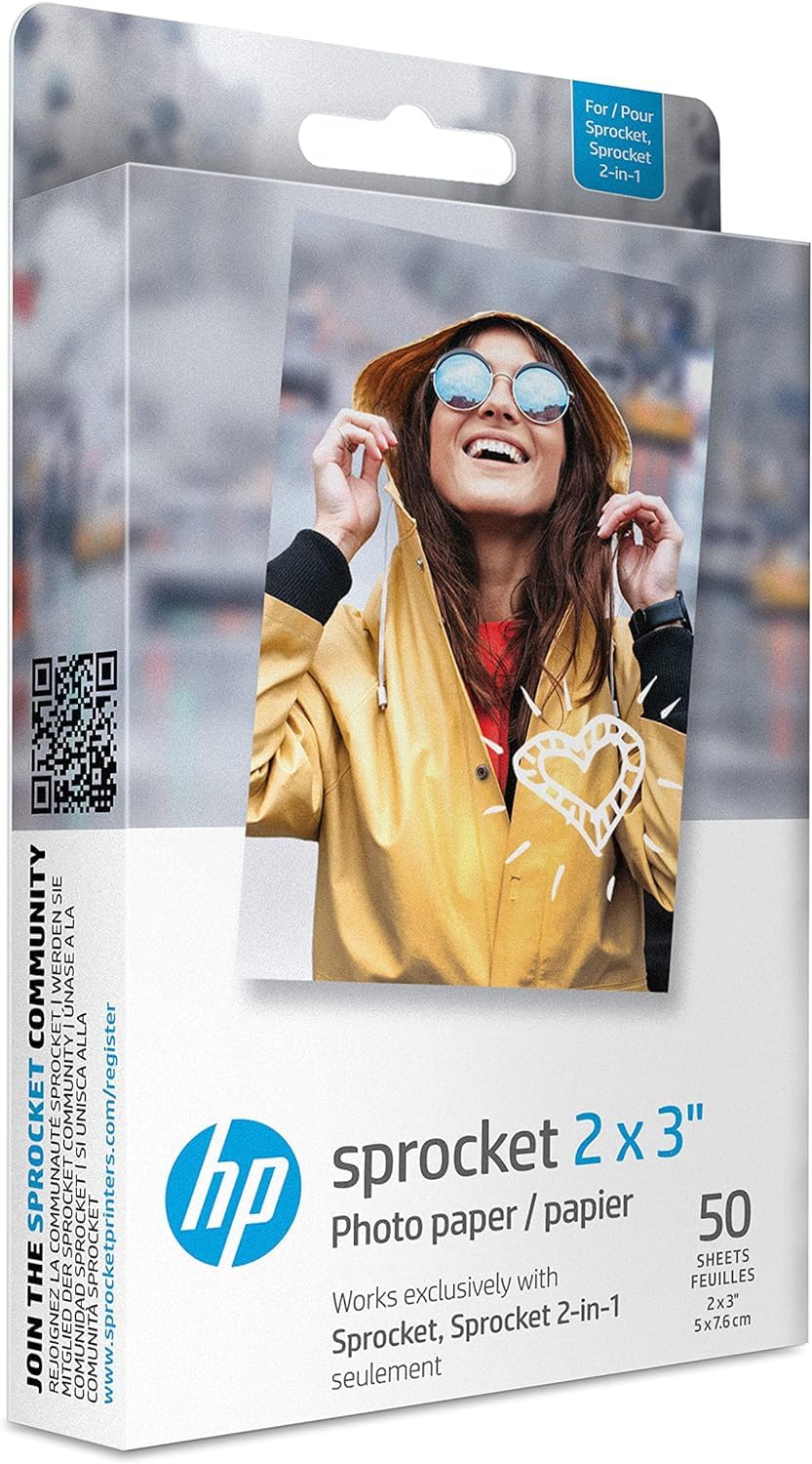 HP Sprocket Portable Photo Printer (Luna Pearl) - Wireless Instant 2x3