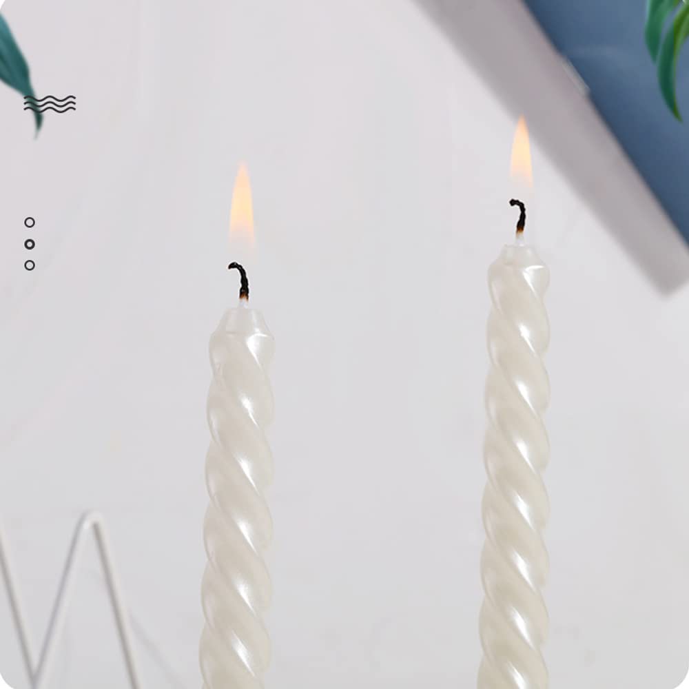 4PCS/Pack 10 Inch Unscented Spiral Taper Candles with Cotton Wicks - Dripless Long Candles for Home Decor, Romantic Dinners, Wedding Centerpieces & Party Decorations (White)