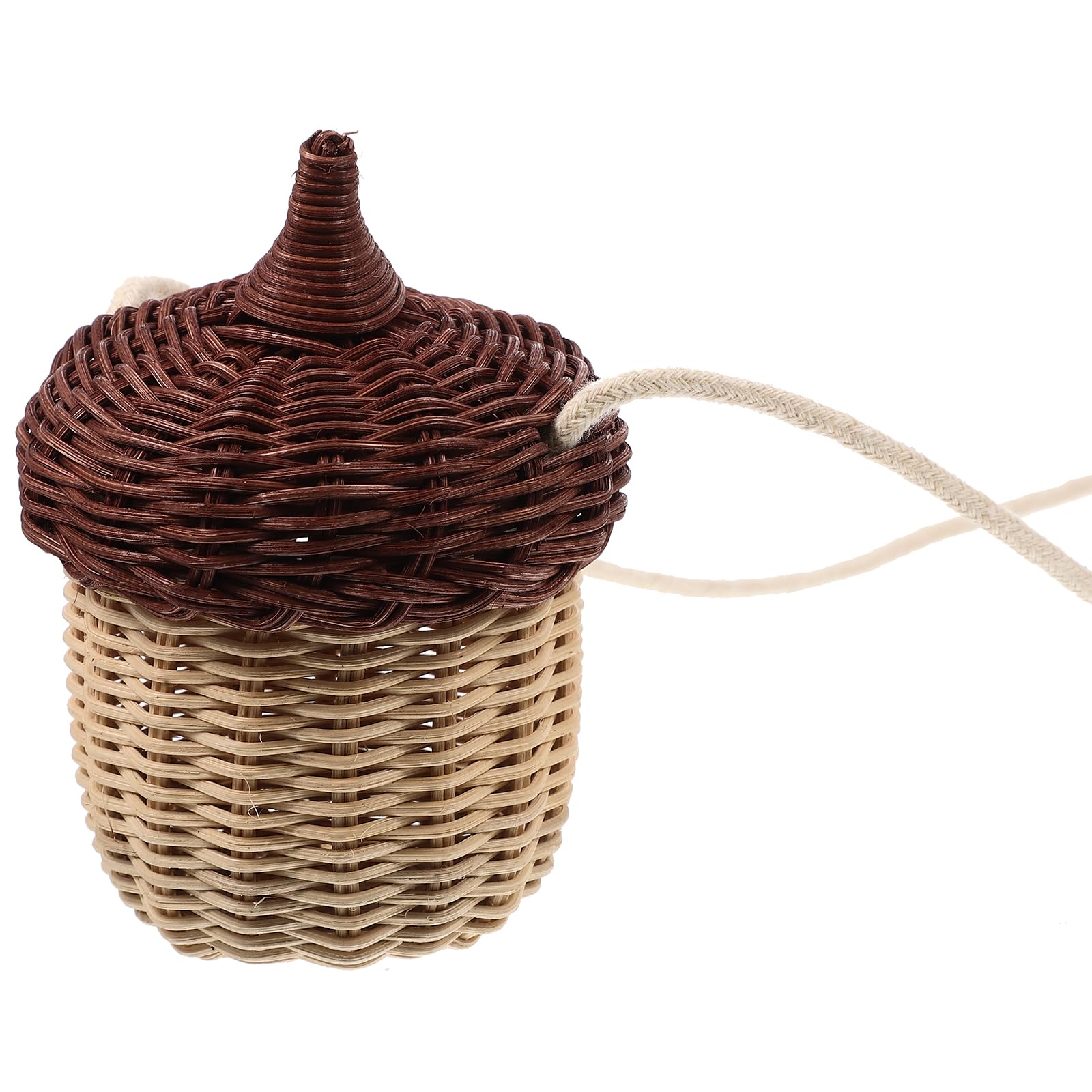 Handwoven Rattan Crossbody Bag - Acorn Shaped Wicker Straw Purse for Women | Boho Chic Shoulder Bag for Beach, Picnic, Shopping & Daily Use | Mushroom Basket Inspired by Little Red Riding Hood