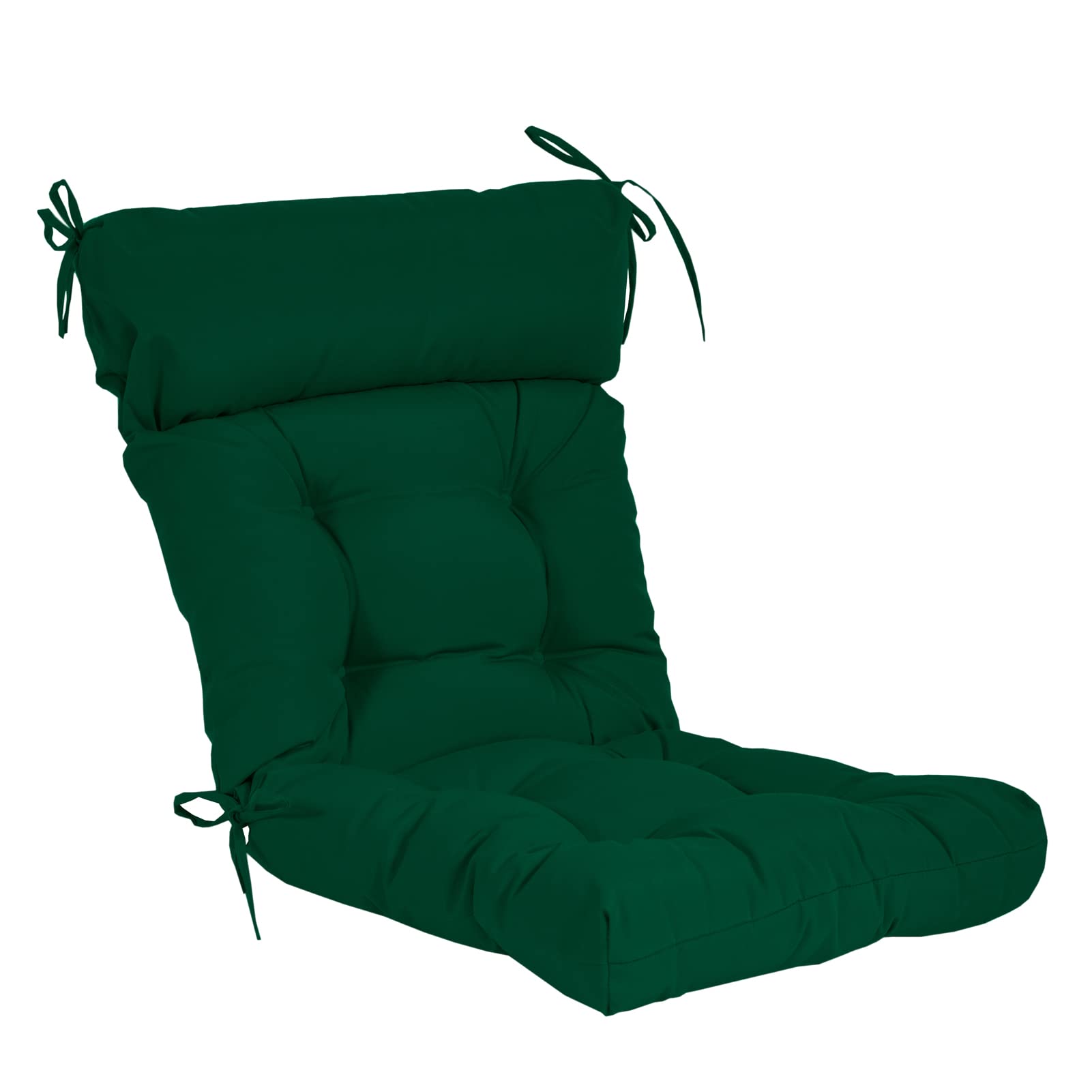 QILLOWAY 4-Pack High Back Chair Cushions for Indoor & Outdoor Use - Tufted Replacement Cushions in Mallard/Forest Green - Perfect for Patio Furniture, Dining Chairs, and Deck Seating