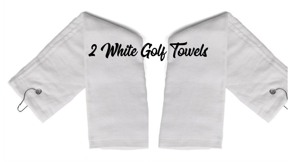2 Pack White Tri-Fold Cotton Golf Towels with Metal Grommet & Clip - 16