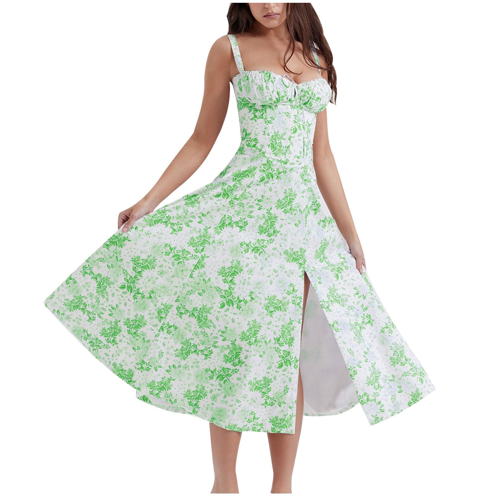 Floral Boho Milkmaid Dress for Women - Trendy A-Line Flowy Sundress for Graduation, Going Out & Casual Wear | Perfect for Summer, Beach & Outdoor Events